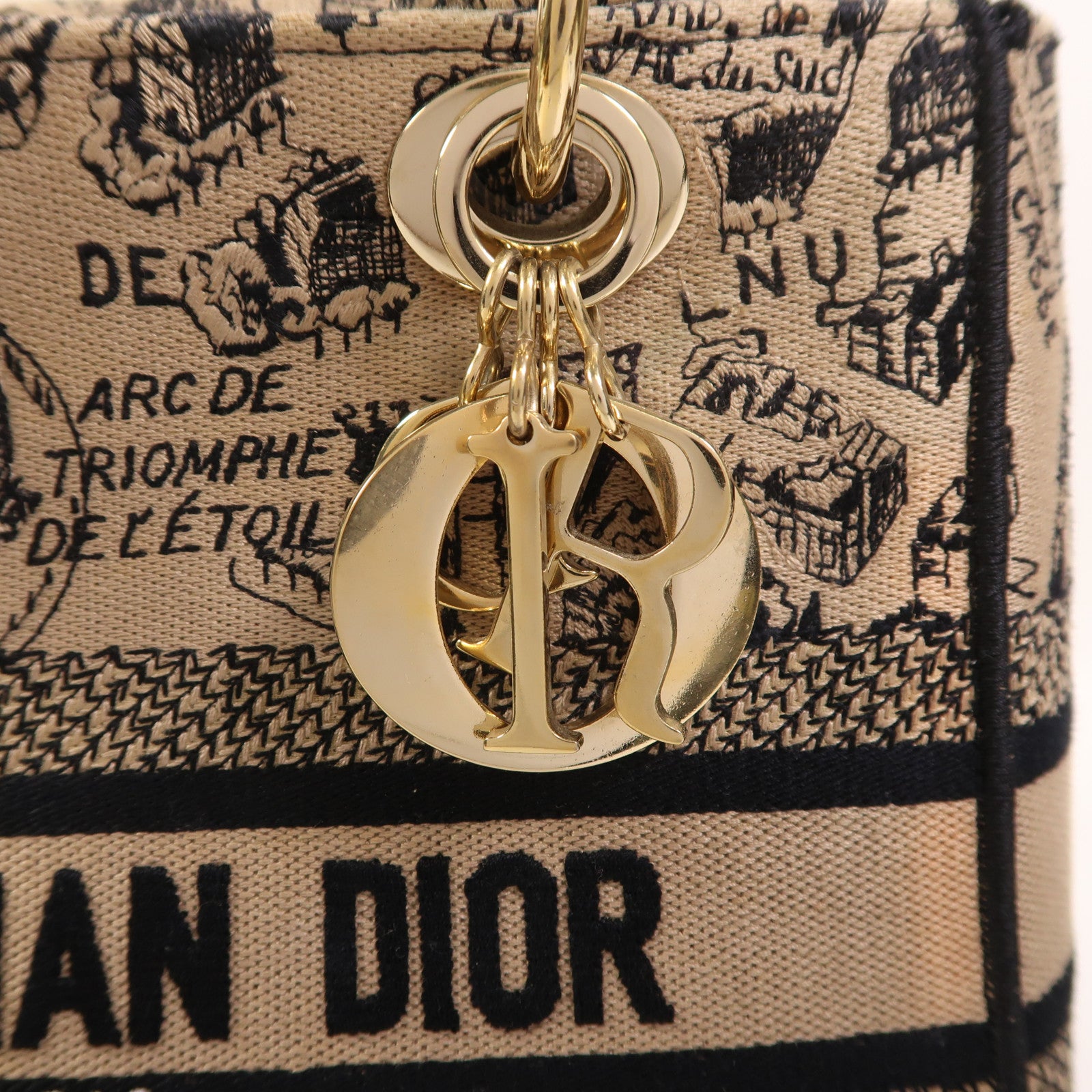 Dior 【激減優惠】帆布Lady Dior D Lite Medium金扣手挽肩背兩用袋