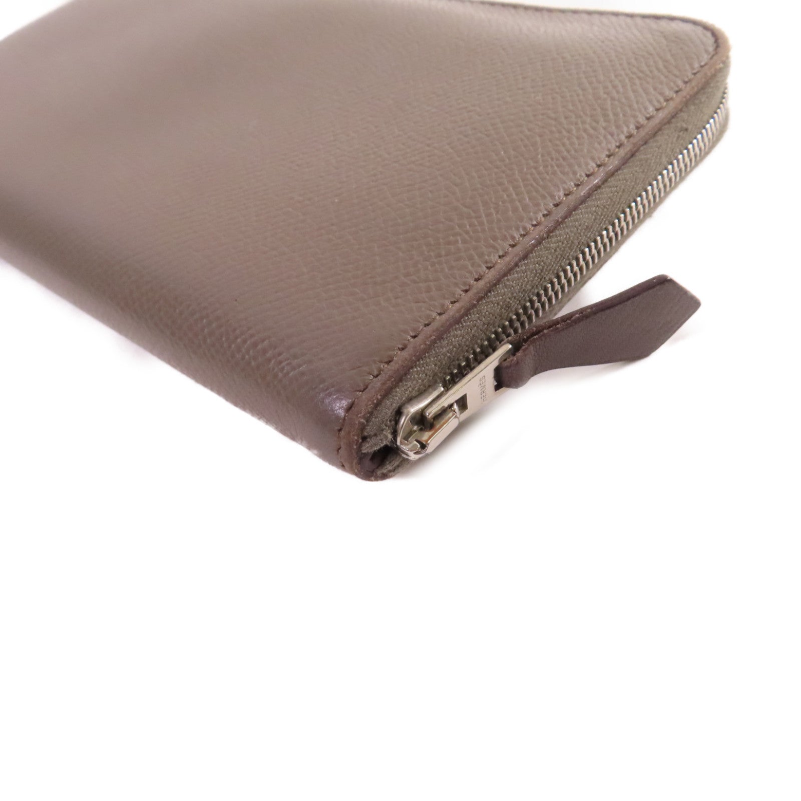 HERMES 【激減優惠】Epsom皮革Azap Classic Zipper Long Wallet銀扣拉鏈長錢包灰色