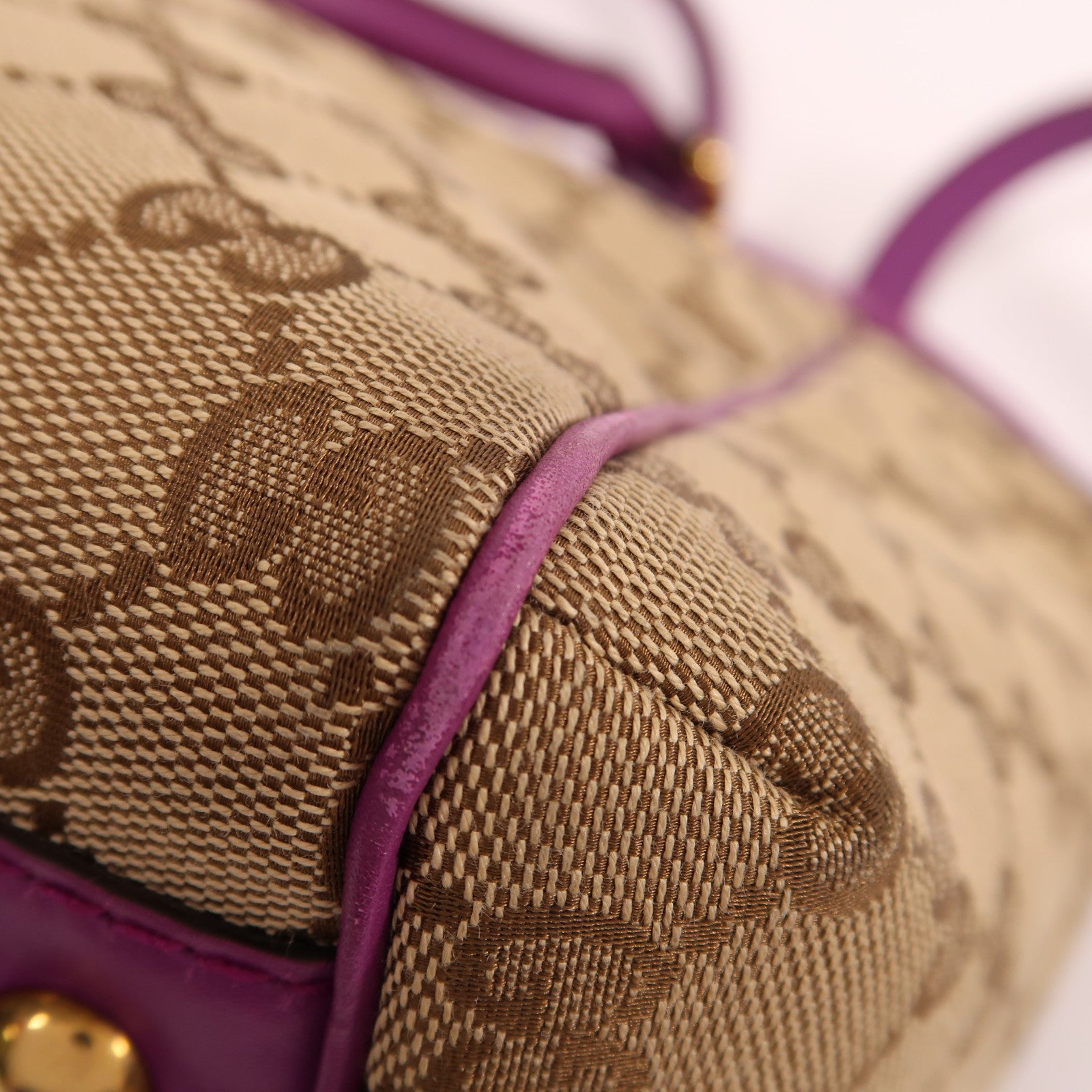 GUCCI 【激減優惠】GUCCI 帆布GG Canvas Scarlett金扣手挽肩背兩用袋紫色/啡色