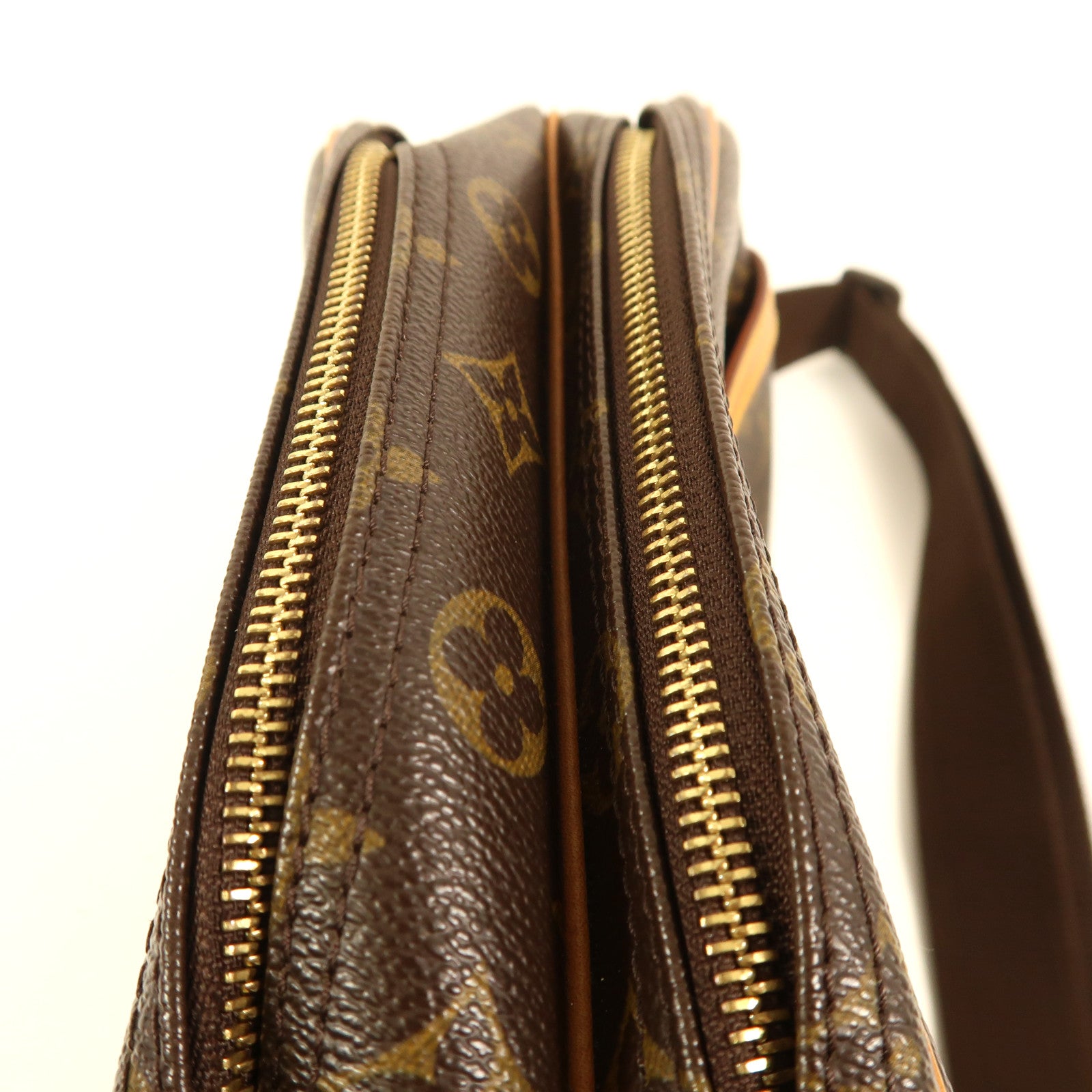 LOUIS VUITTON Monogram Reporter PM金扣肩背袋棕色