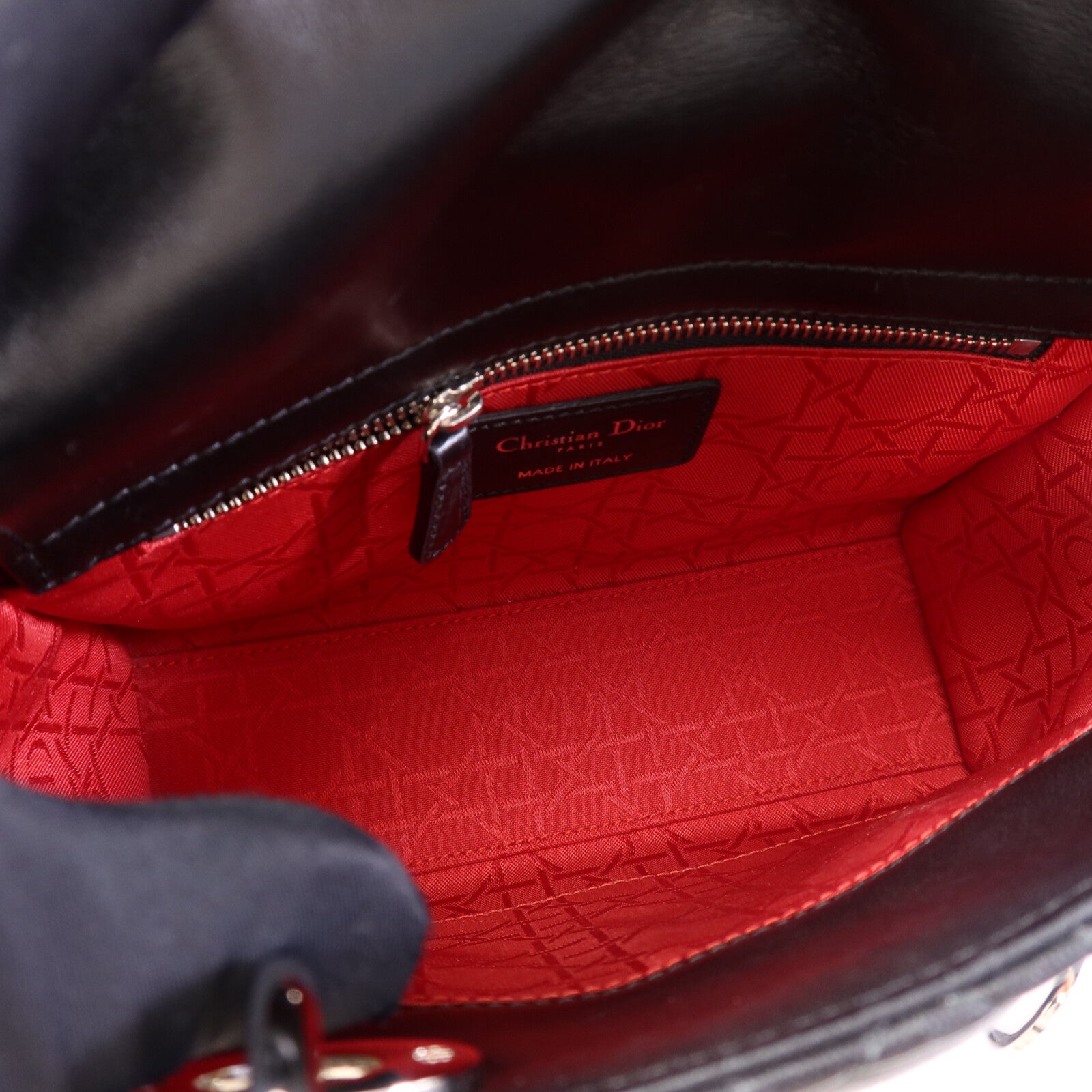 Dior 羊皮皮革Lady Dior銀扣手挽肩背兩用袋