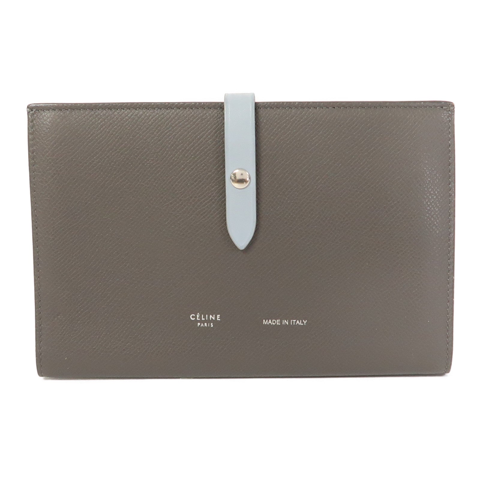 CELINE 【激減優惠】牛皮皮革Long Wallet銀扣長錢包灰色