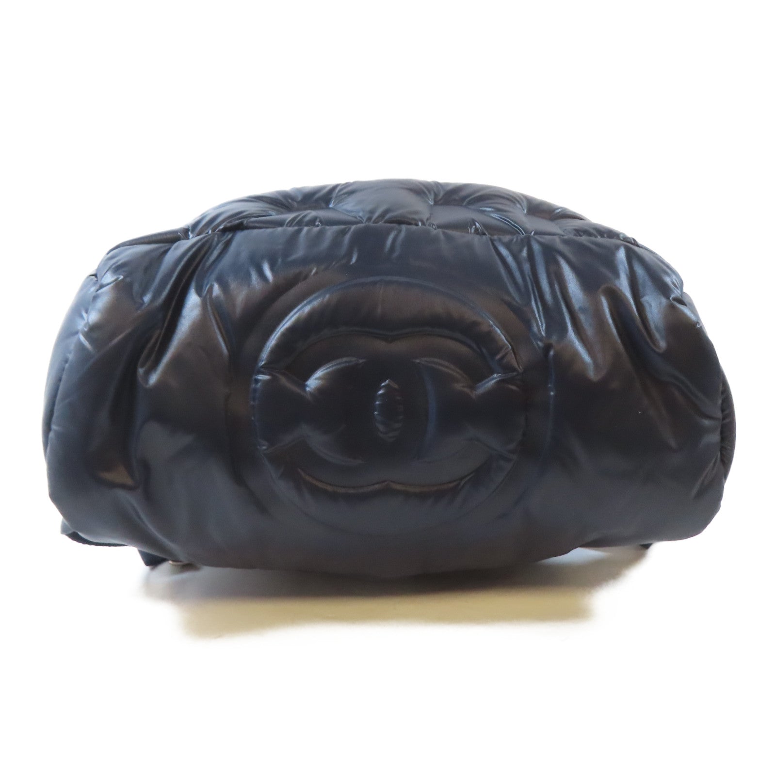 CHANEL 【激減優惠】尼龍/斜紋軟呢Backpack銀扣背包深藍色/粉紅色