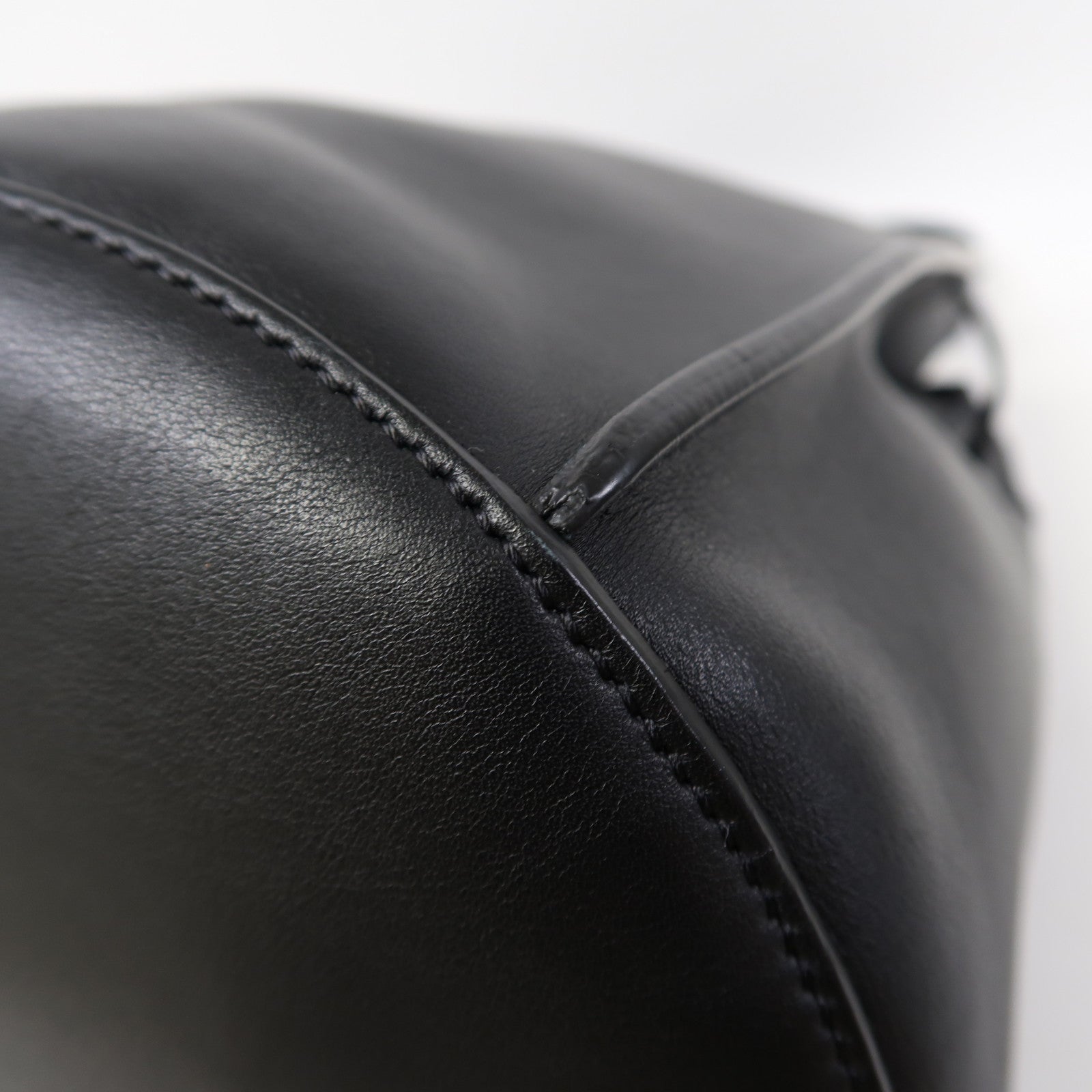 CELINE 牛皮皮革Big Bag Bucket銀扣肩背袋黑色