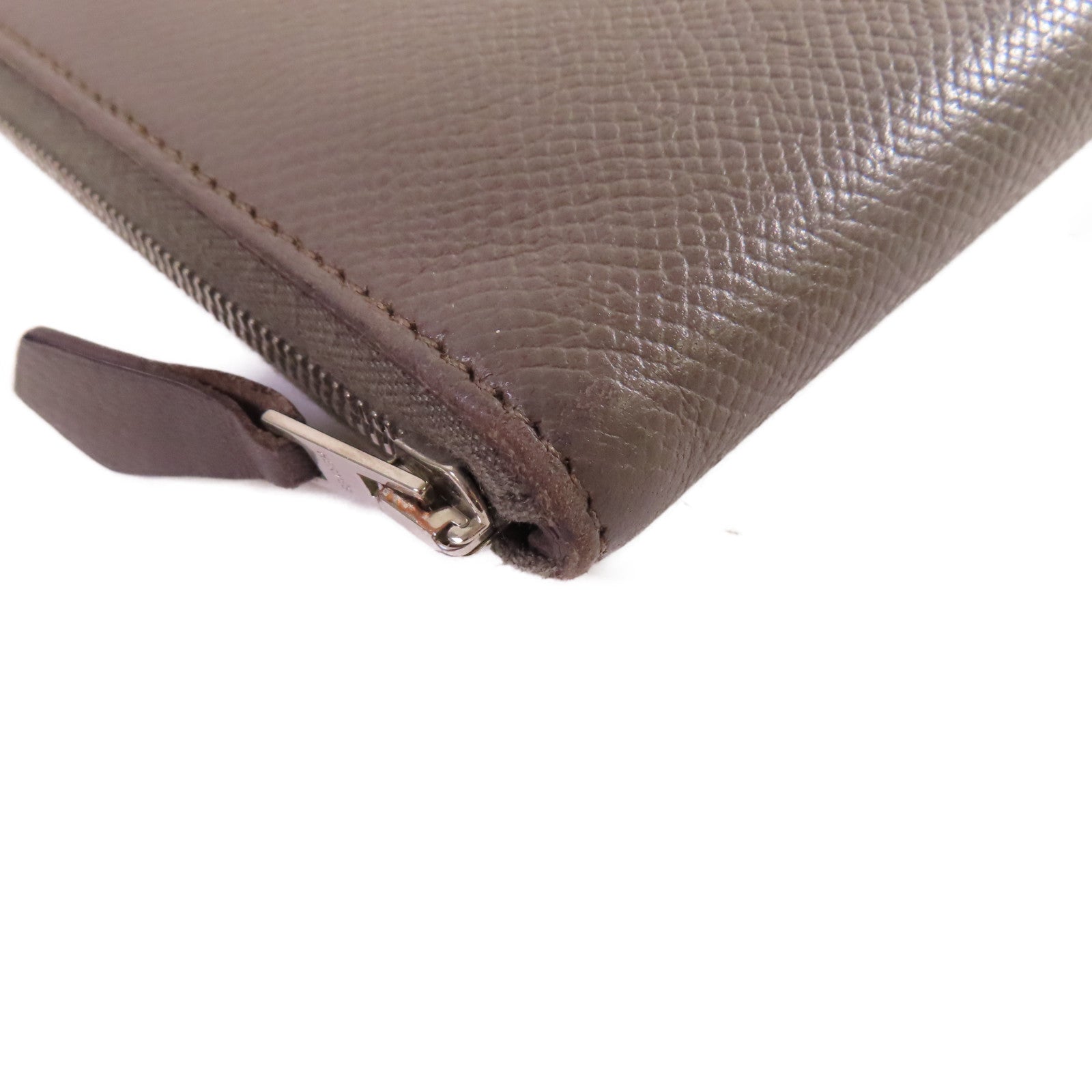 HERMES 【激減優惠】Epsom皮革Azap Classic Zipper Long Wallet銀扣拉鏈長錢包灰色