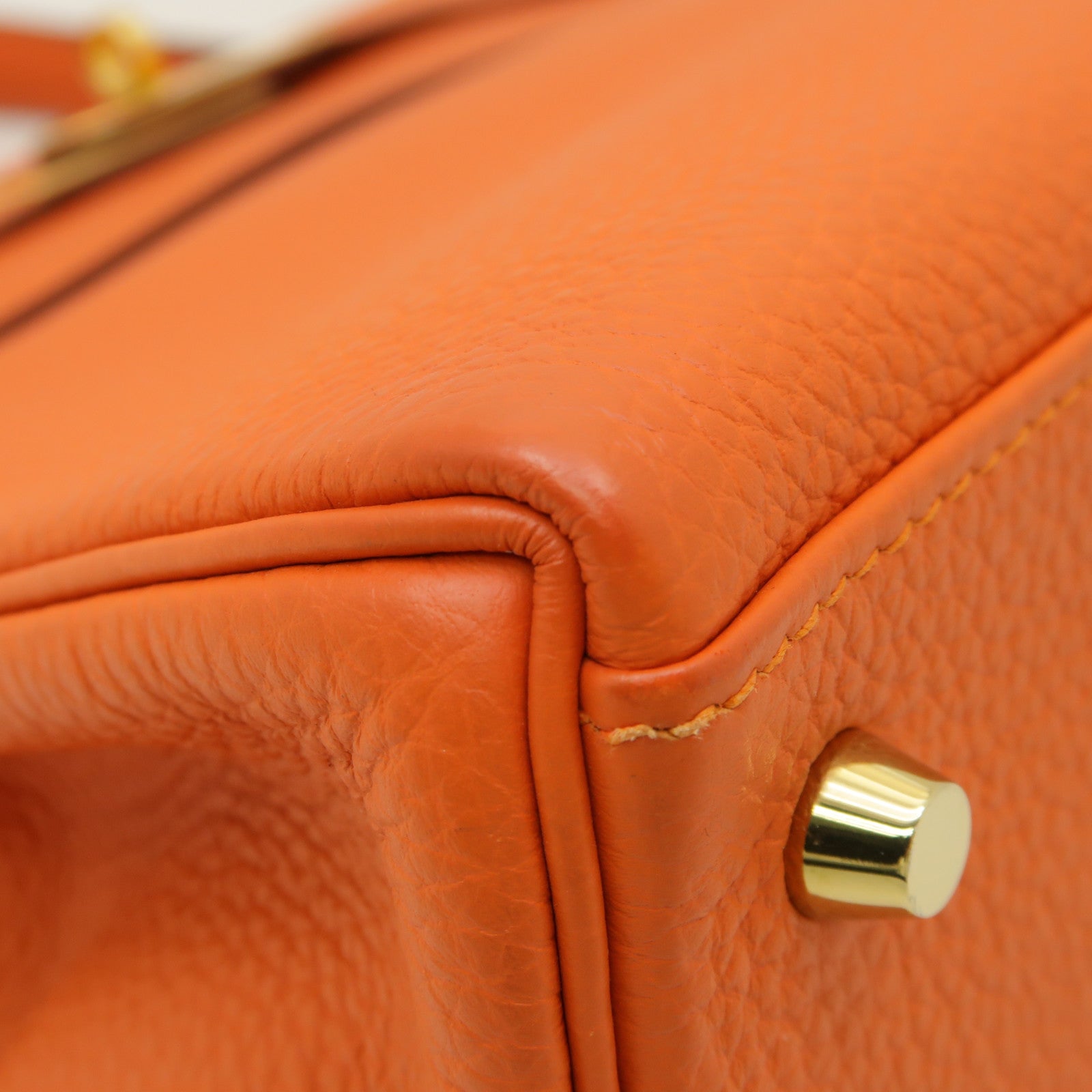 HERMES 【激減優惠】Togo皮革Kelly 28金扣手挽肩背兩用袋Feu火焰橘色