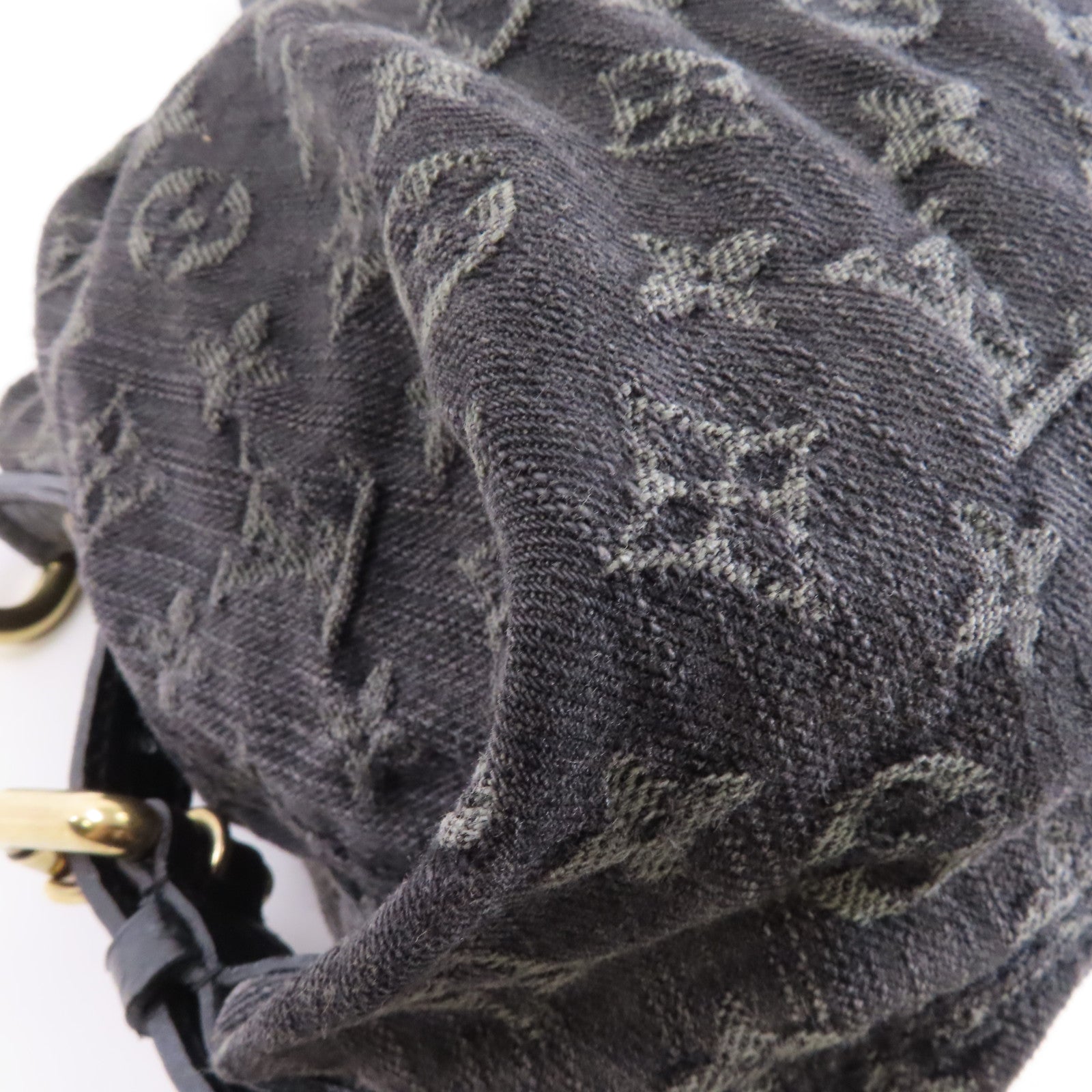 LOUIS VUITTON Monogram Denim Neo Cabby MM金扣手挽肩背兩用袋黑色