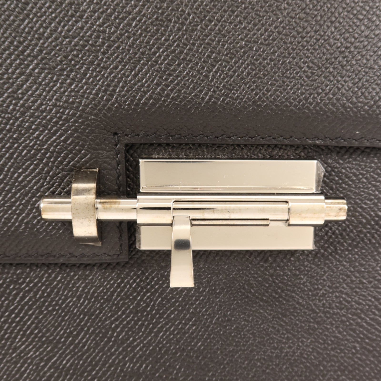HERMES Epsom皮革Verrou 23銀扣肩背袋Noir