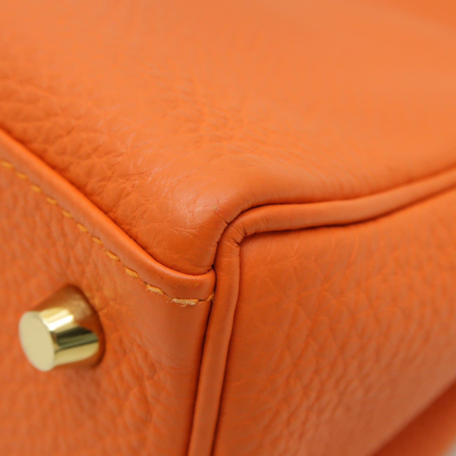 HERMES 【激減優惠】Togo皮革Kelly 28金扣手挽肩背兩用袋Feu火焰橘色