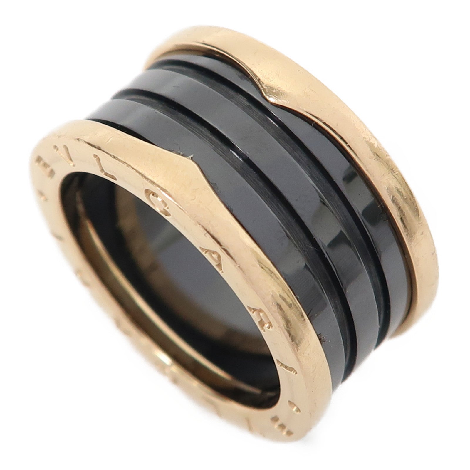 BVLGARI 【激減優惠】18K玫瑰金/陶瓷B-zero 1戒指黑色BVLGARI#59/US#8.5