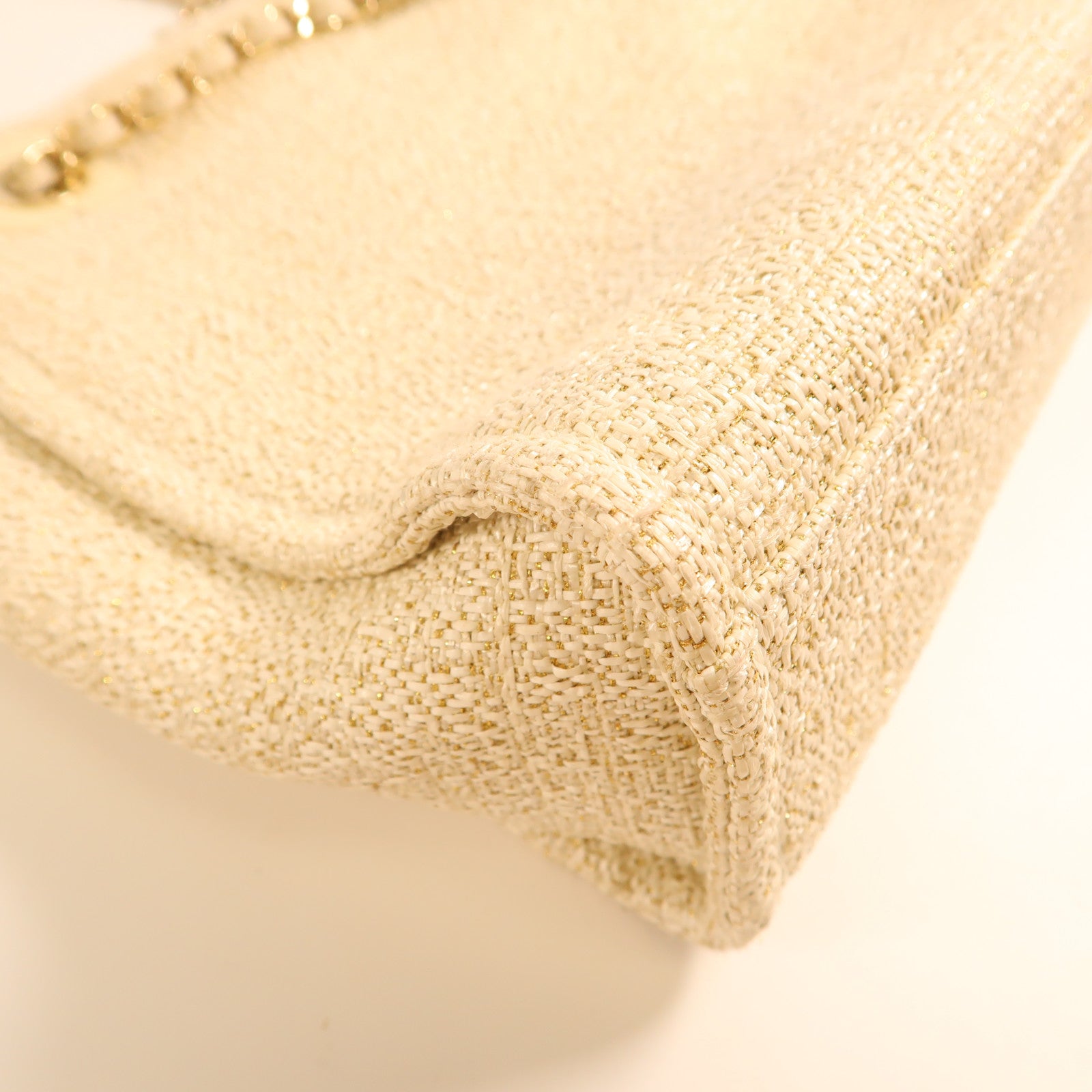 CHANEL 帆布Tote Bag金扣鏈帶肩背袋