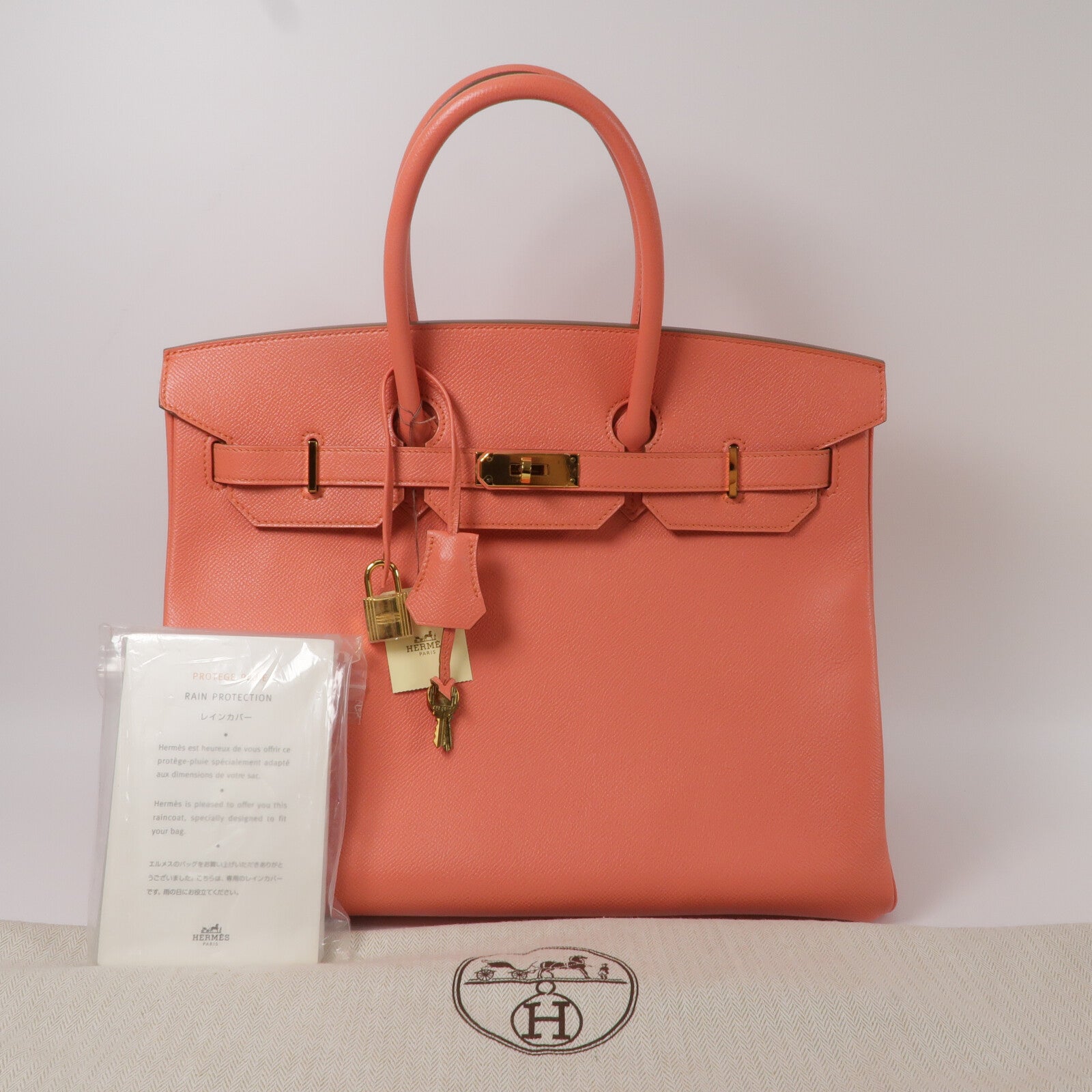 HERMES Epsom皮革Birkin 35手挽袋Flamingo