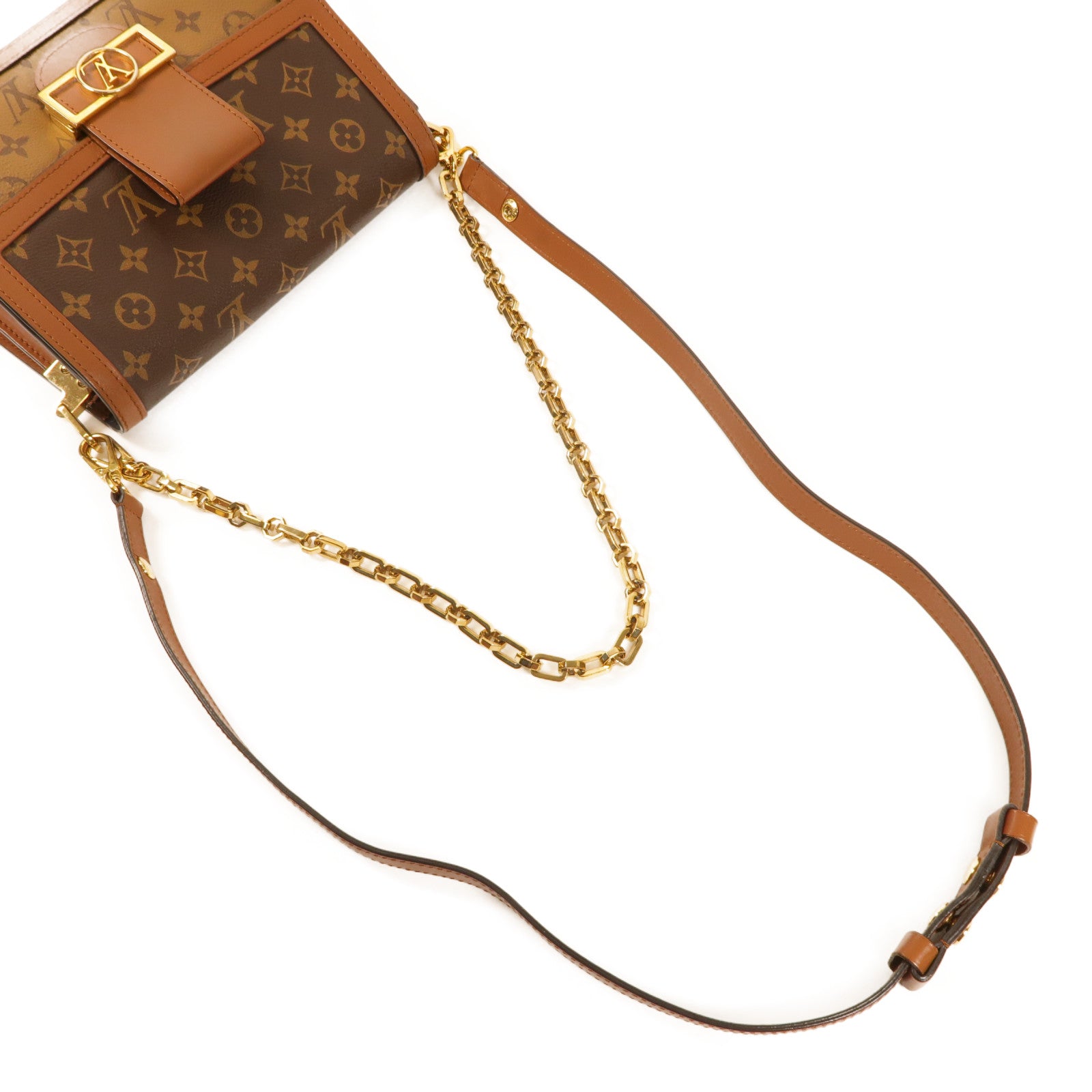 LOUIS VUITTON 【激減優惠】Monogram/Monogram Reverse Dauphine MM金扣手挽肩背兩用袋棕色
