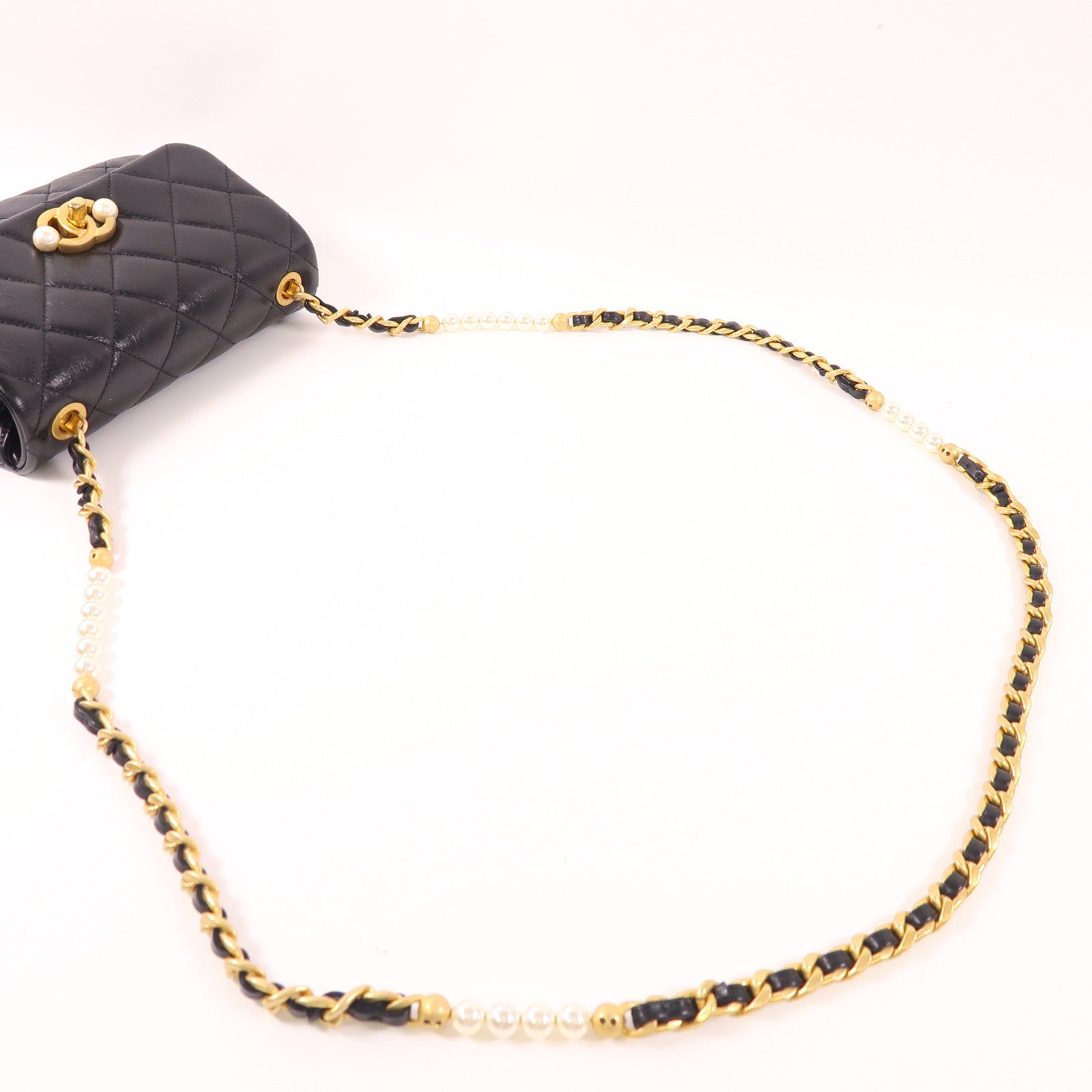 CHANEL 牛皮皮革Chain Shoulder Bag金扣鏈帶肩背袋
