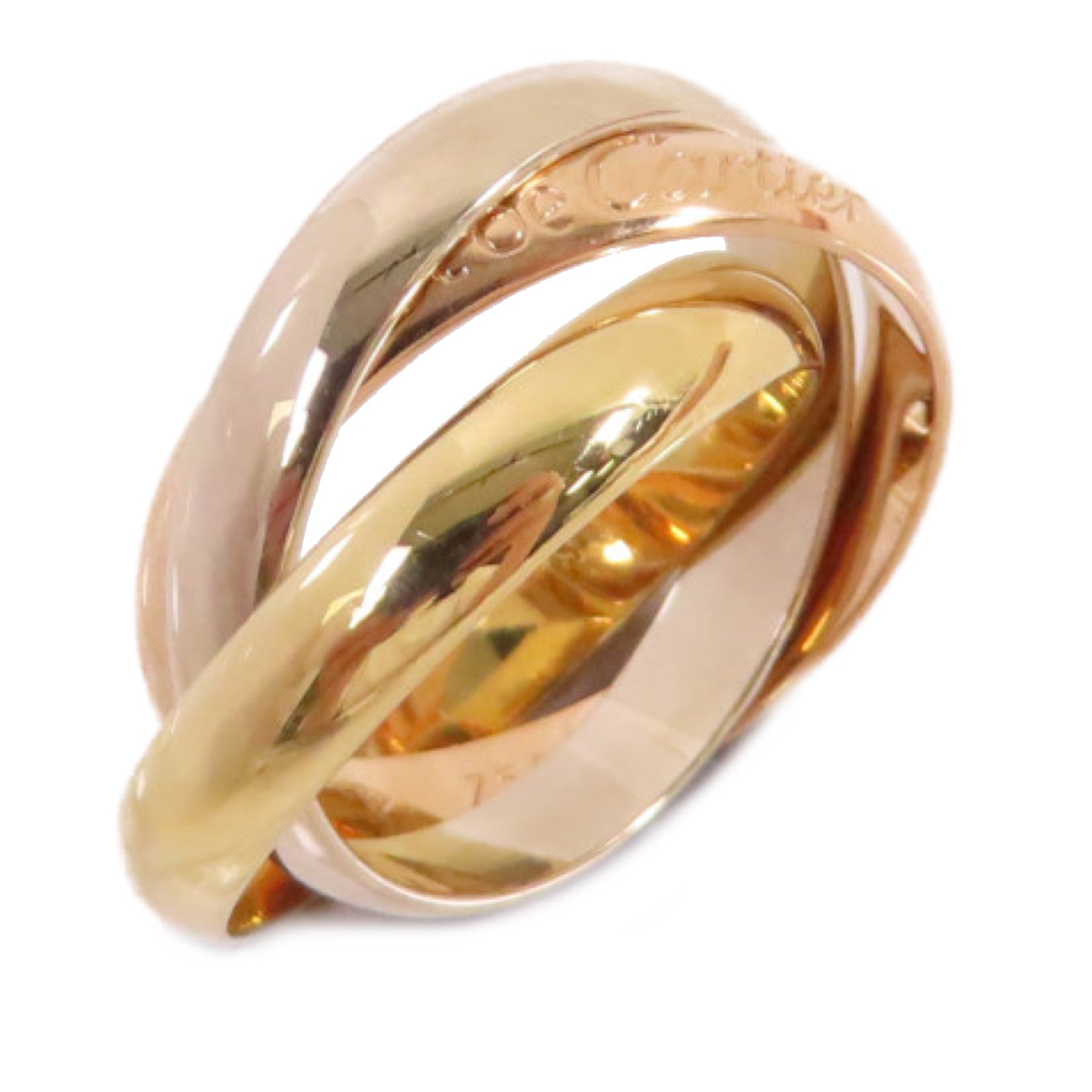 CARTIER 18K黃金/白金/玫瑰金Trinity Ring戒指US#5.25/Cartier#50