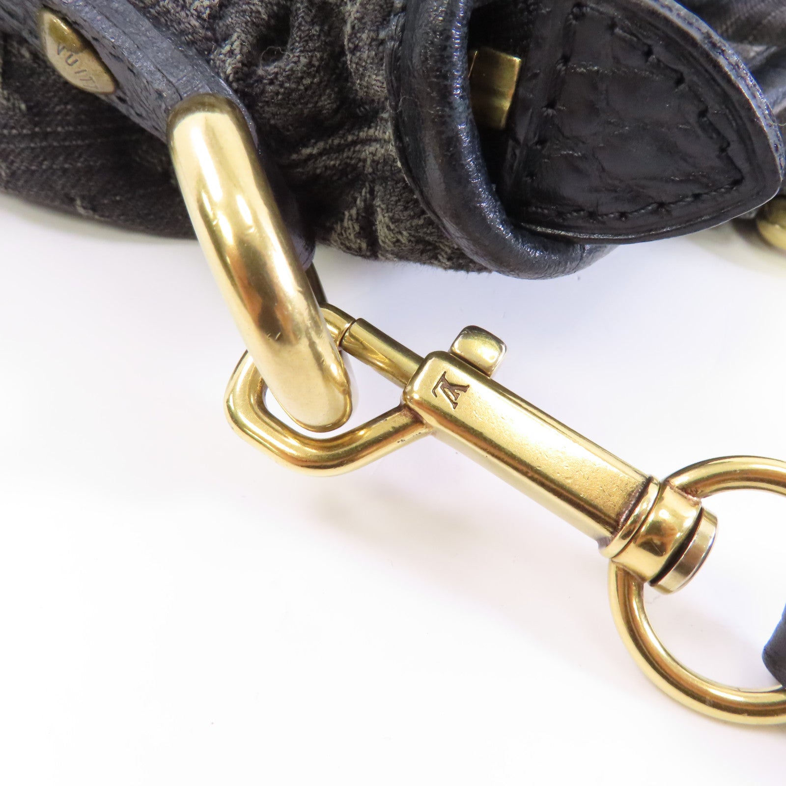 LOUIS VUITTON Monogram Denim Neo Cabby MM金扣手挽肩背兩用袋黑色