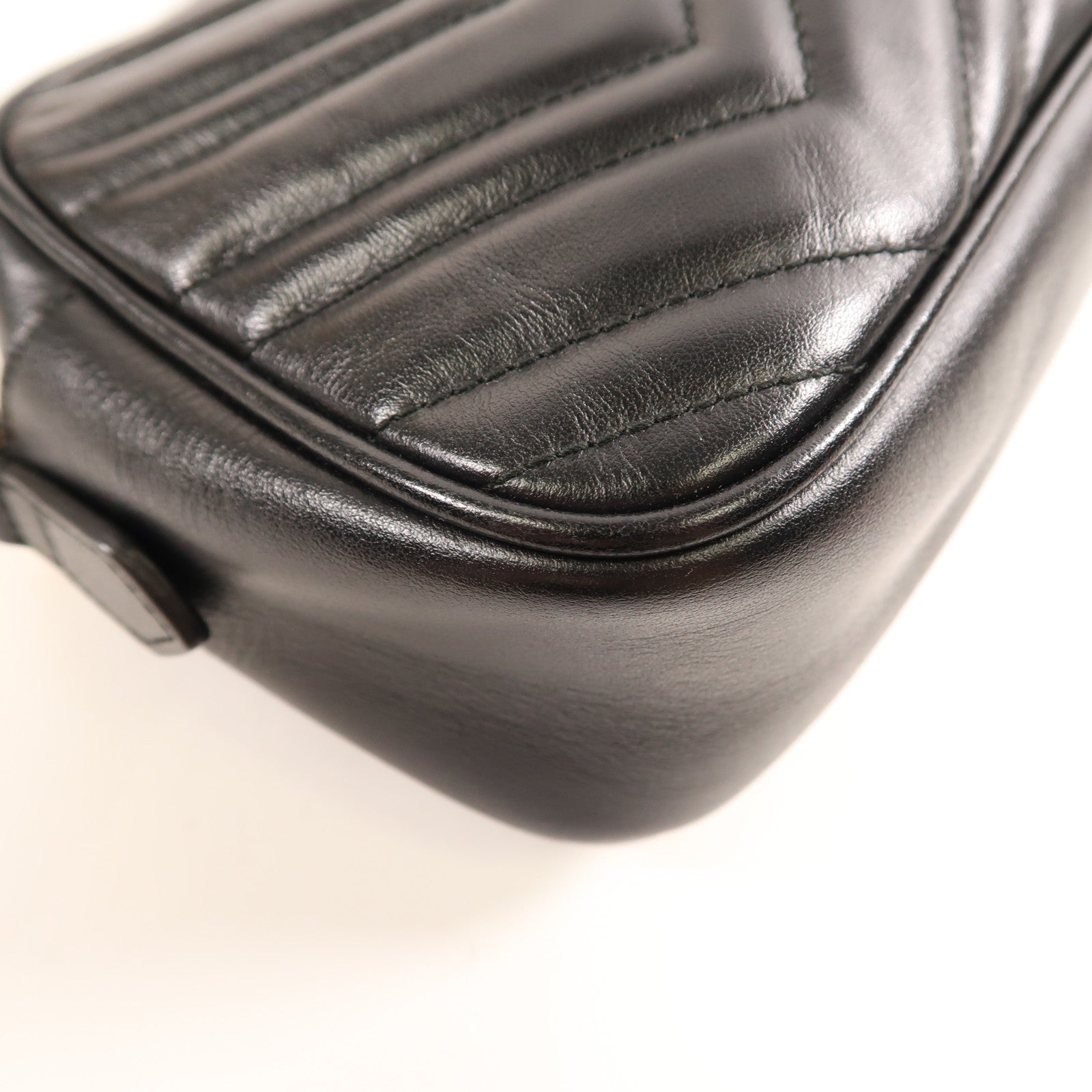 GUCCI GG GHW GG Marmont Small Chain Shoulder Bag Calfskin Leather 447632 Black