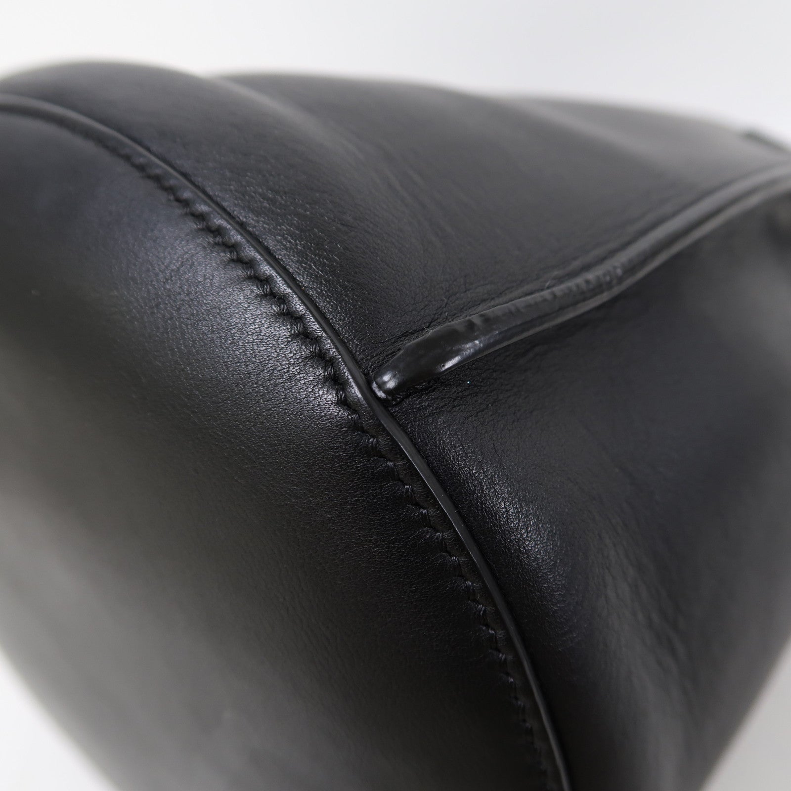 CELINE 牛皮皮革Big Bag Bucket銀扣肩背袋黑色