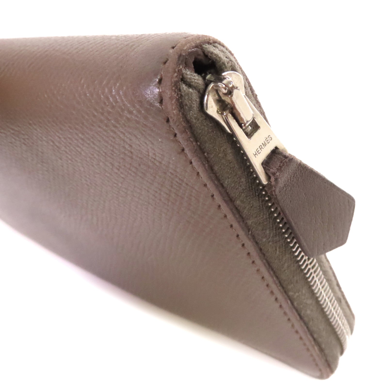 HERMES 【激減優惠】Epsom皮革Azap Classic Zipper Long Wallet銀扣拉鏈長錢包灰色