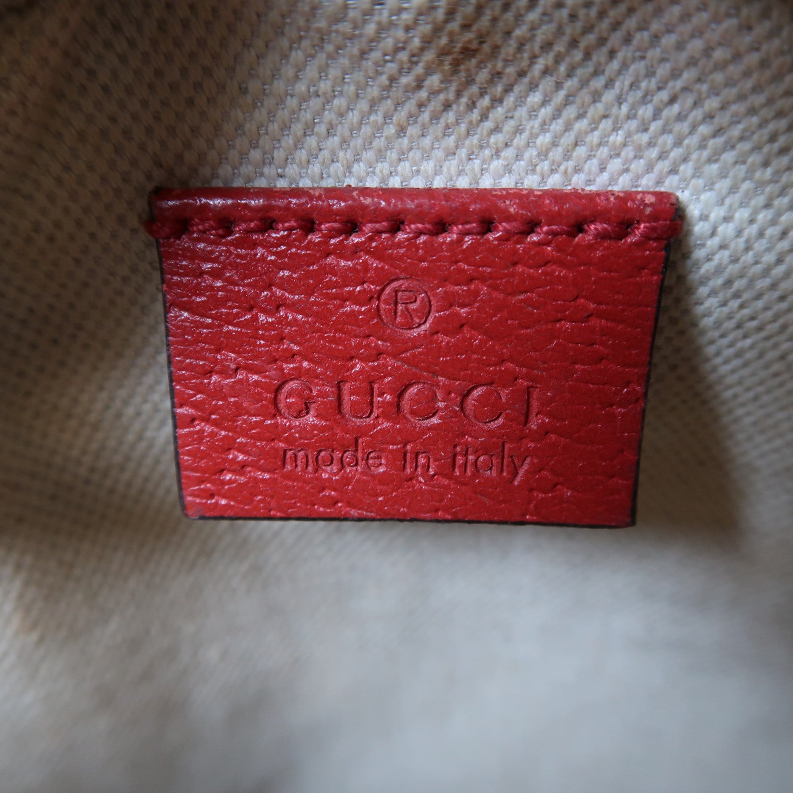 GUCCI 【激減優惠】塗層帆布Shoulder Bag金扣肩背袋啡色/紅色