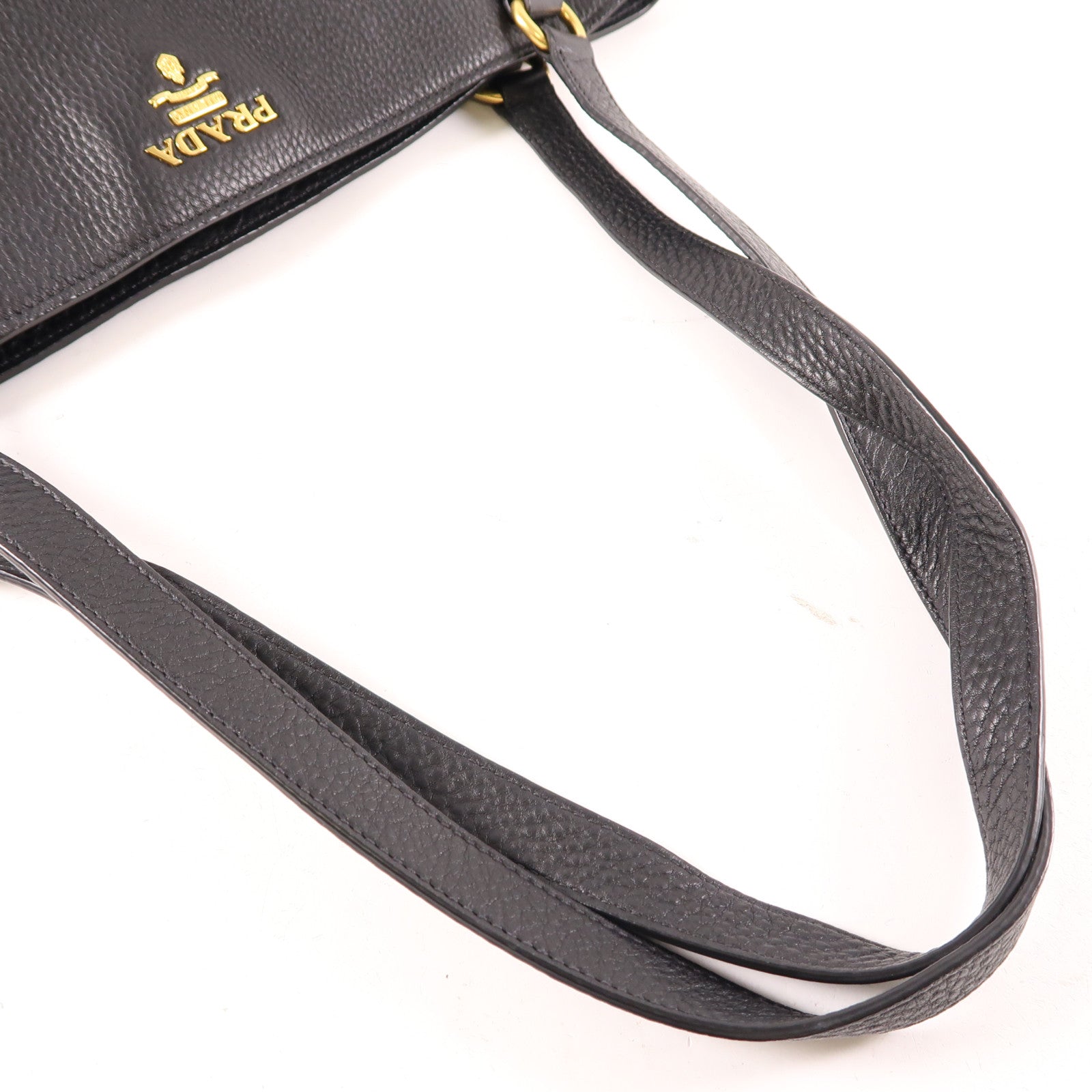 PRADA 牛皮皮革Shoulder Bag金扣肩背袋黑色