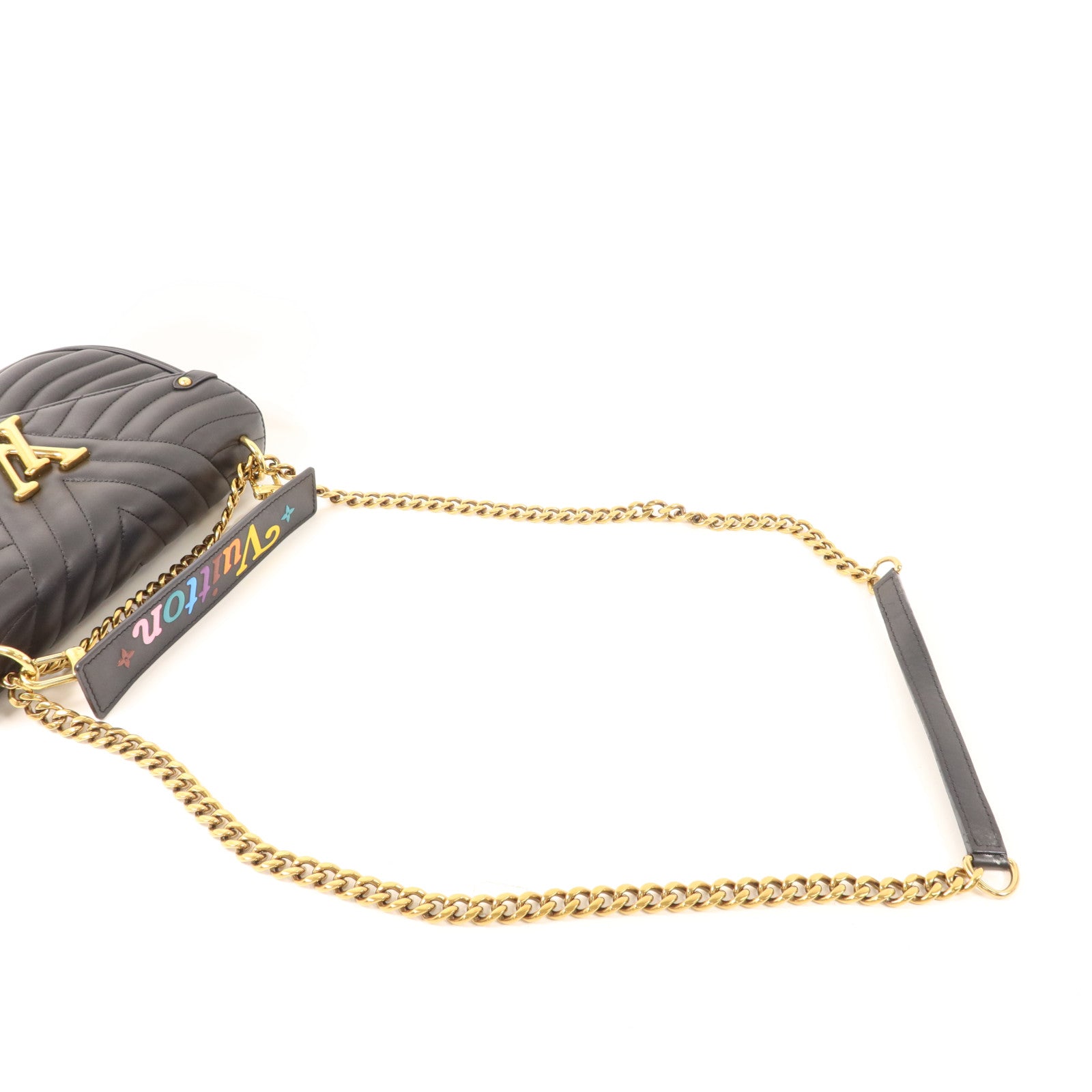 LOUIS VUITTON 牛皮皮革New Wave MM金扣鏈帶手挽肩背兩用袋