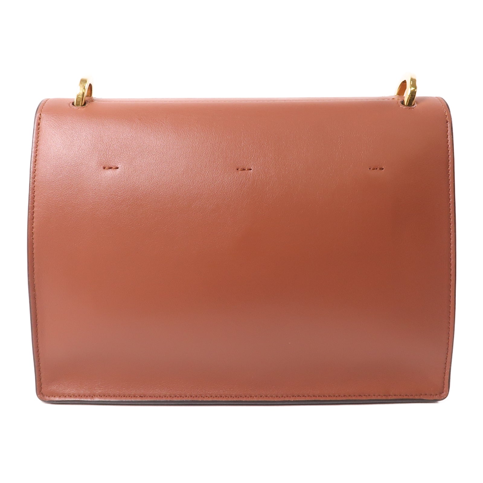FENDI 牛皮皮革2Way Shoulder金扣手挽肩背兩用袋棕色