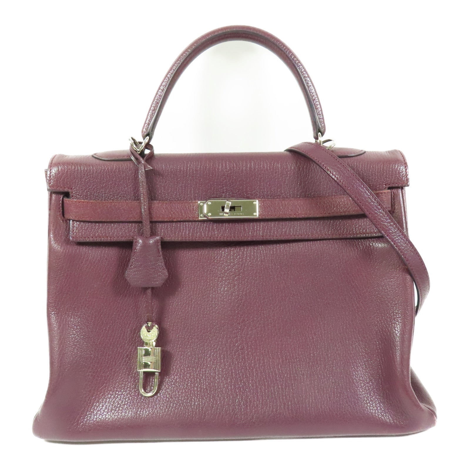 HERMES Togo皮革Kelly 35銀扣手挽肩背兩用袋Raisin