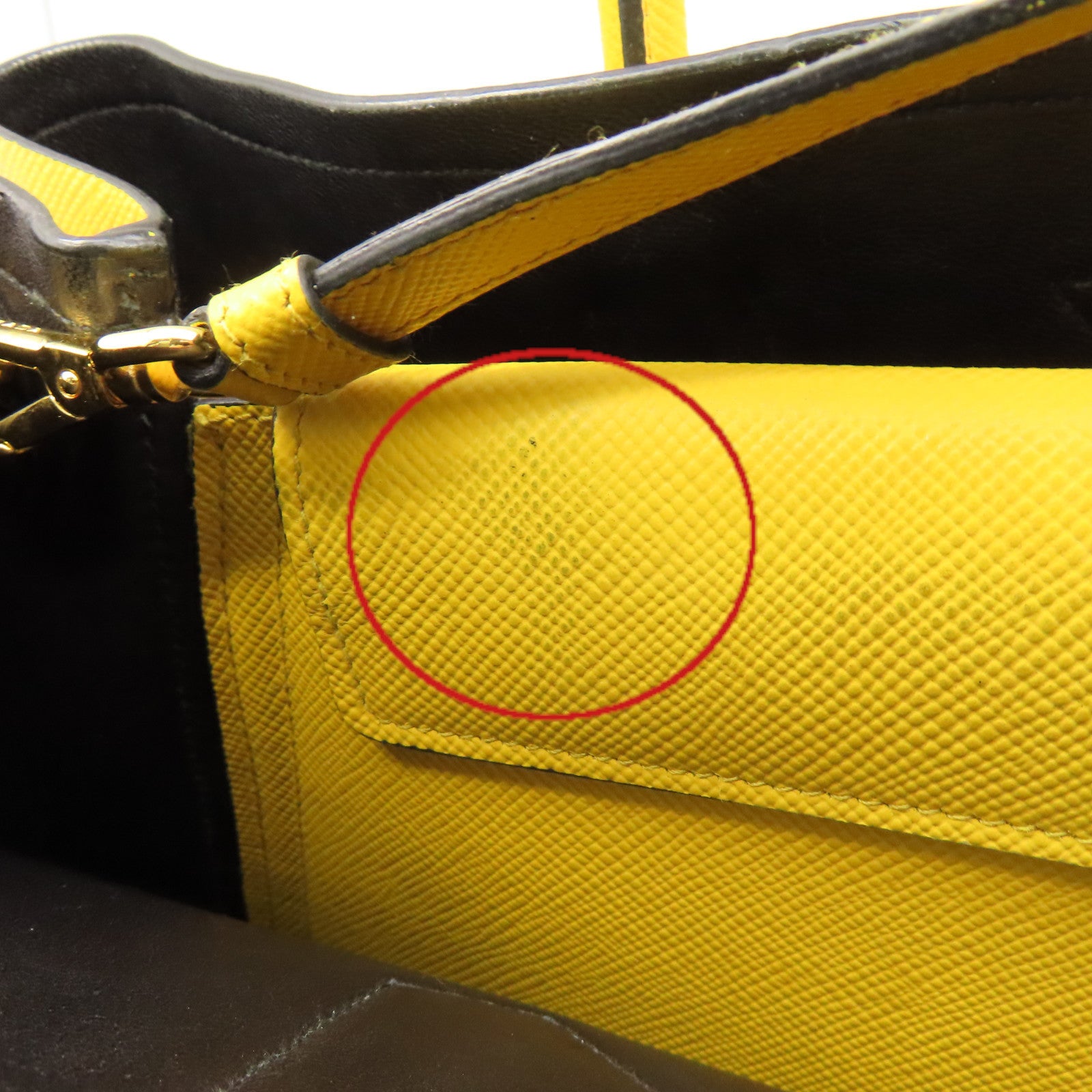 PRADA Saffiano皮革Cuir Double 2Way Shoulder Bag手挽肩背兩用袋黃色