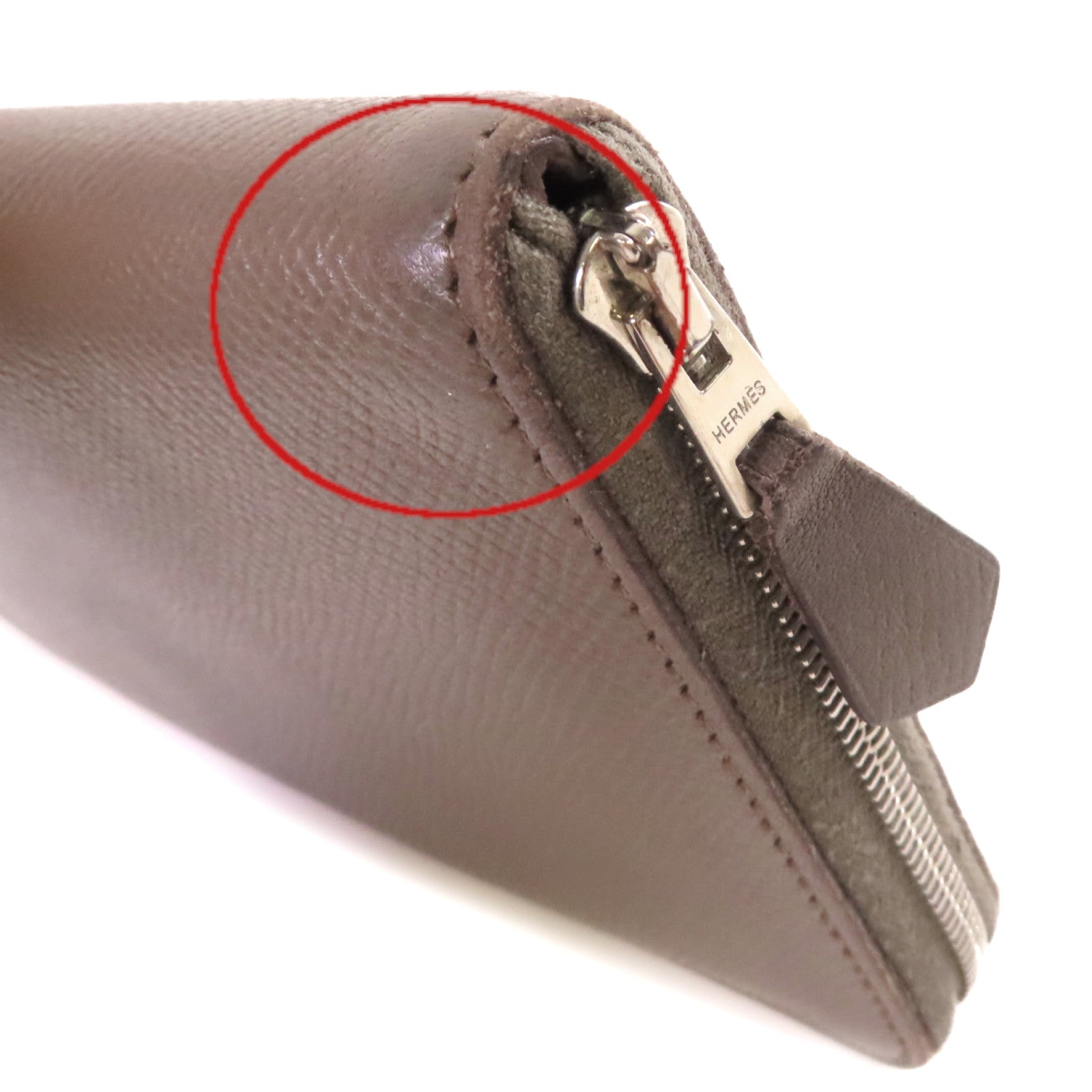 HERMES 【激減優惠】Epsom皮革Azap Classic Zipper Long Wallet銀扣拉鏈長錢包灰色