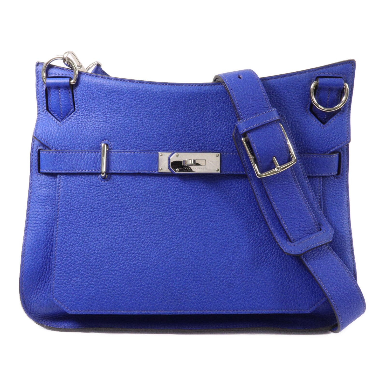 HERMES Clemence皮革Jypsiere 34肩背袋Bleu Electrique
