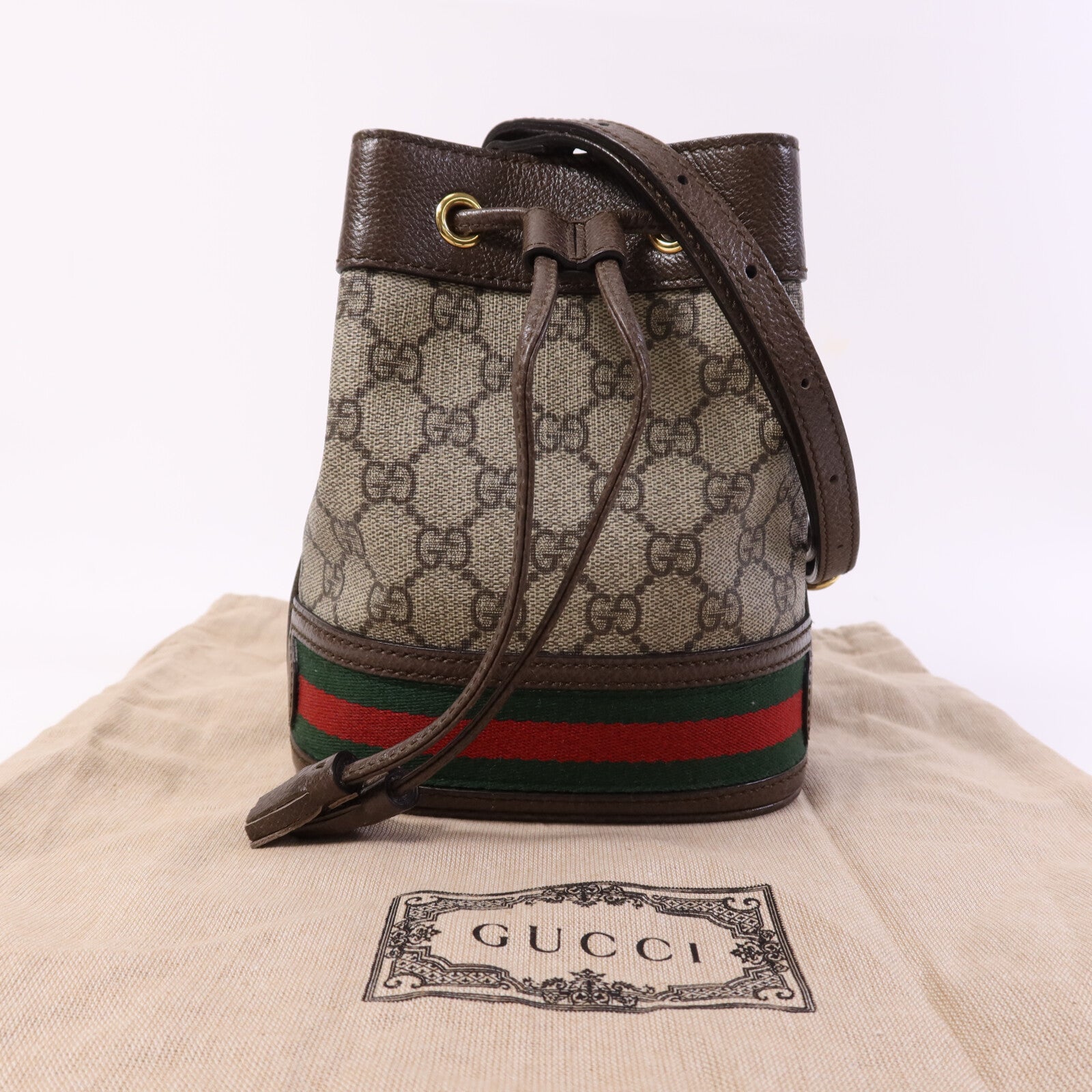 GUCCI 塗層帆布Ophidia Mini Bucket金扣肩背袋