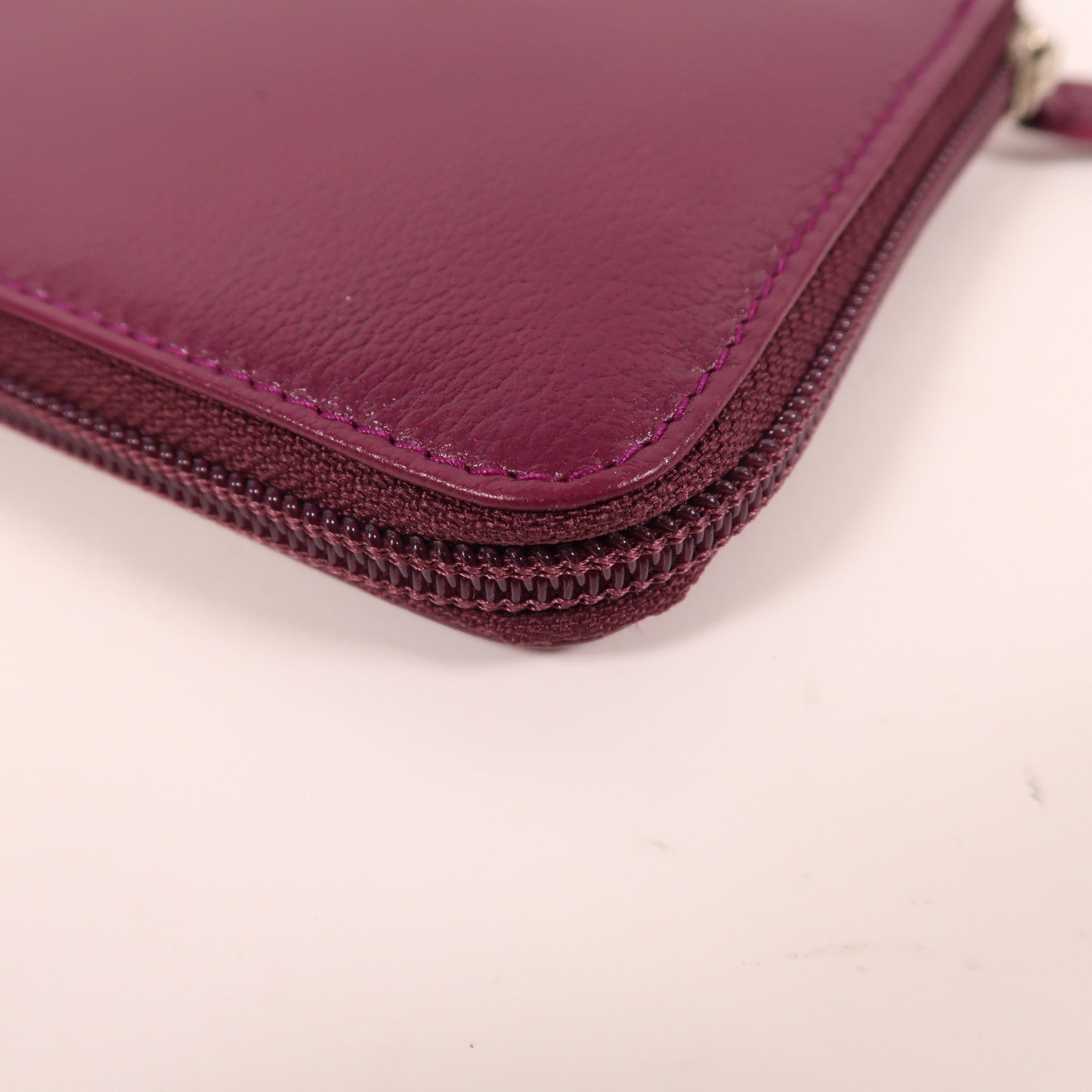 CHANEL 牛皮皮革Zipper Long Wallet銀扣長錢包紫色