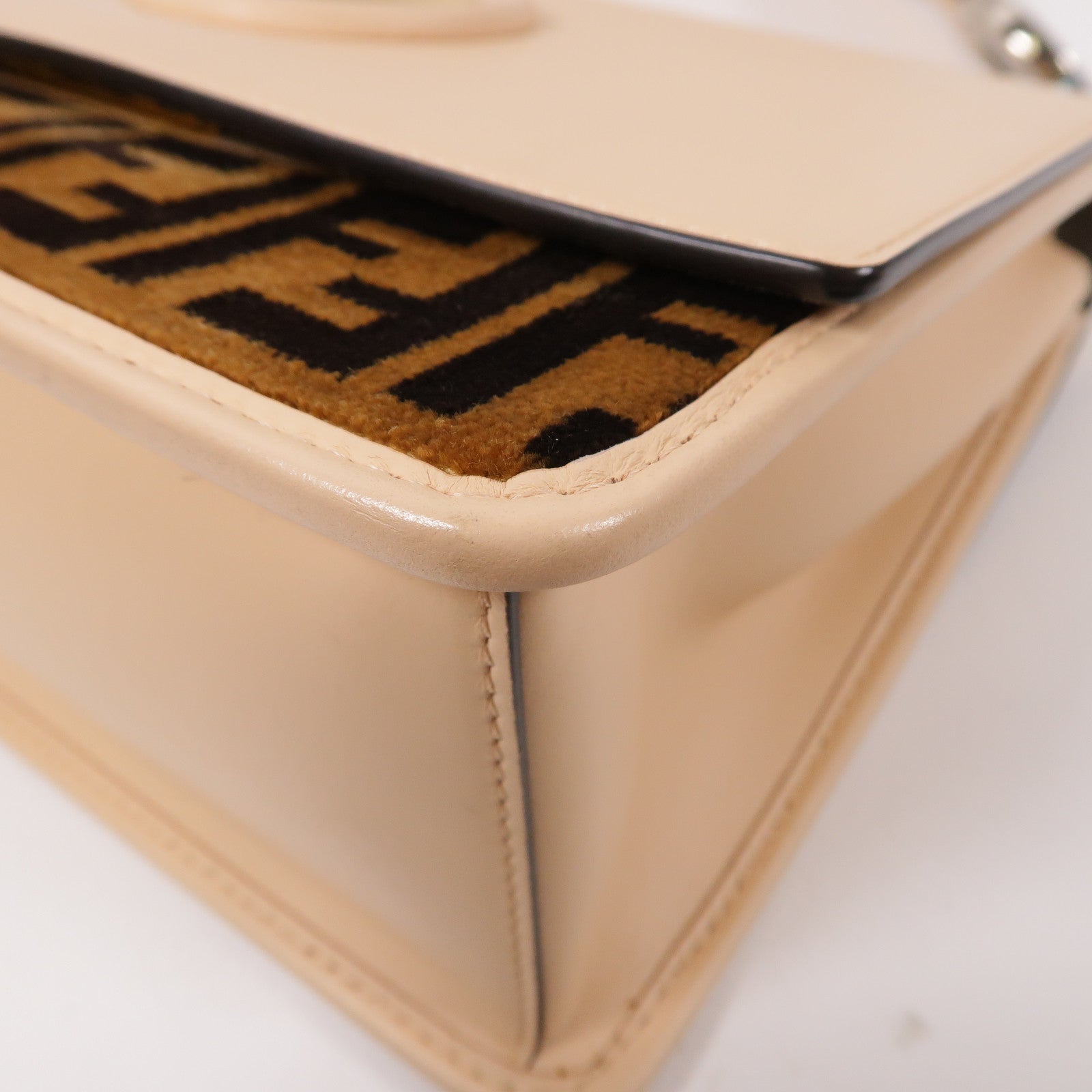 FENDI 牛皮皮革Kan I金扣手挽肩背兩用袋粉紅色/啡色