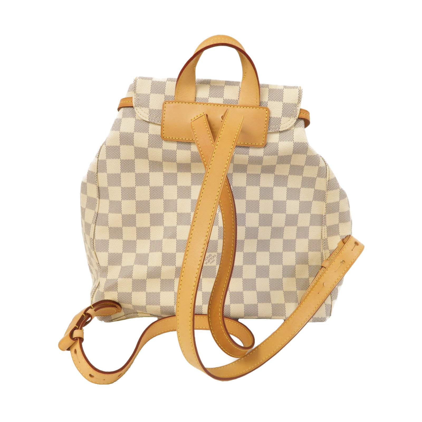 LOUIS VUITTON Damier Azur Sperone金扣背包白色