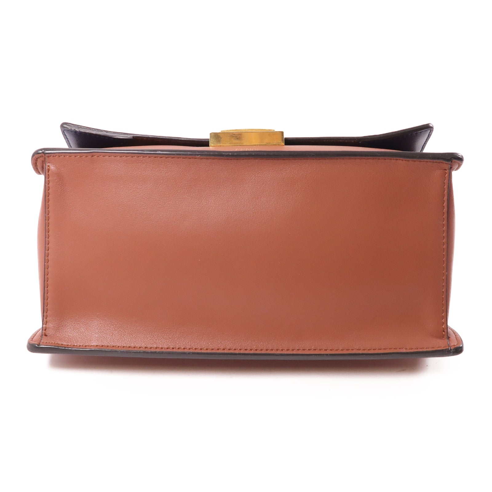 FENDI 牛皮皮革2Way Shoulder金扣手挽肩背兩用袋棕色