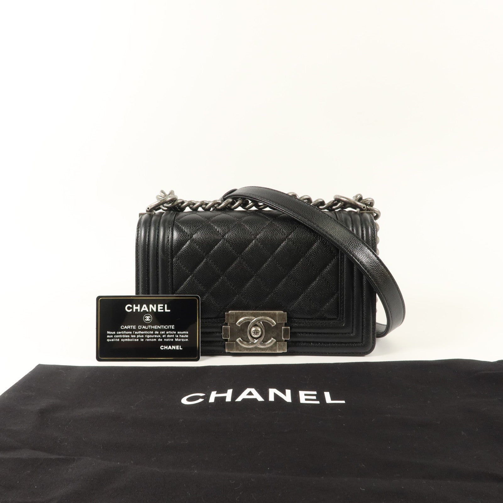 CHANEL 牛皮皮革Boy 20鏈帶肩背袋