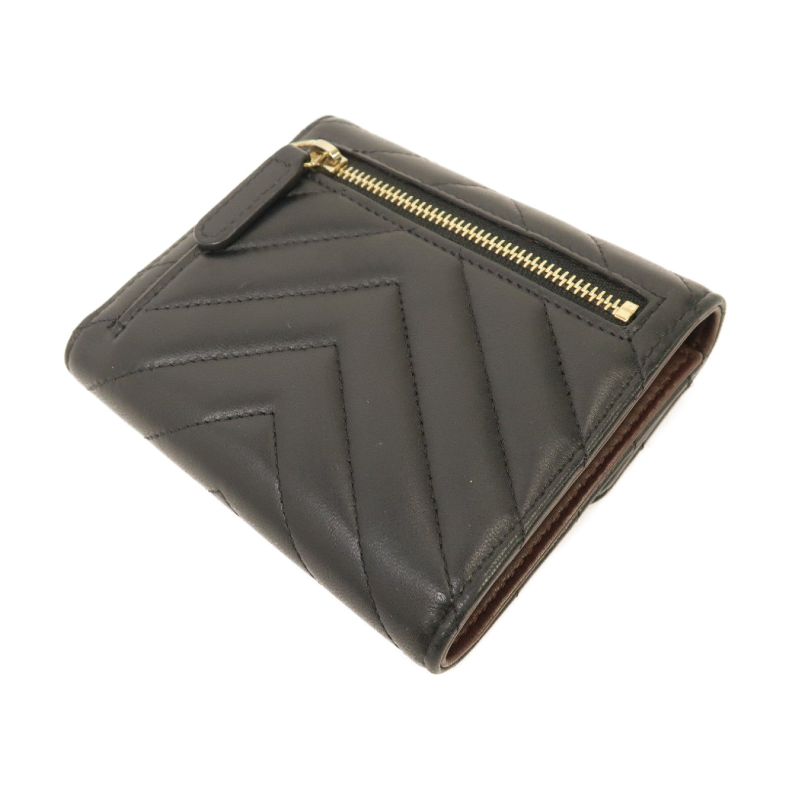 CHANEL 斜紋羊皮皮革Wallet金扣錢包黑色