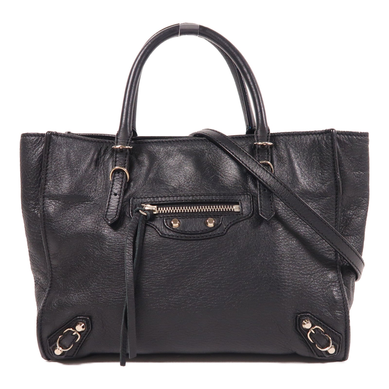 BALENCIAGA 羊皮皮革Papier Mini銀扣手挽肩背兩用袋