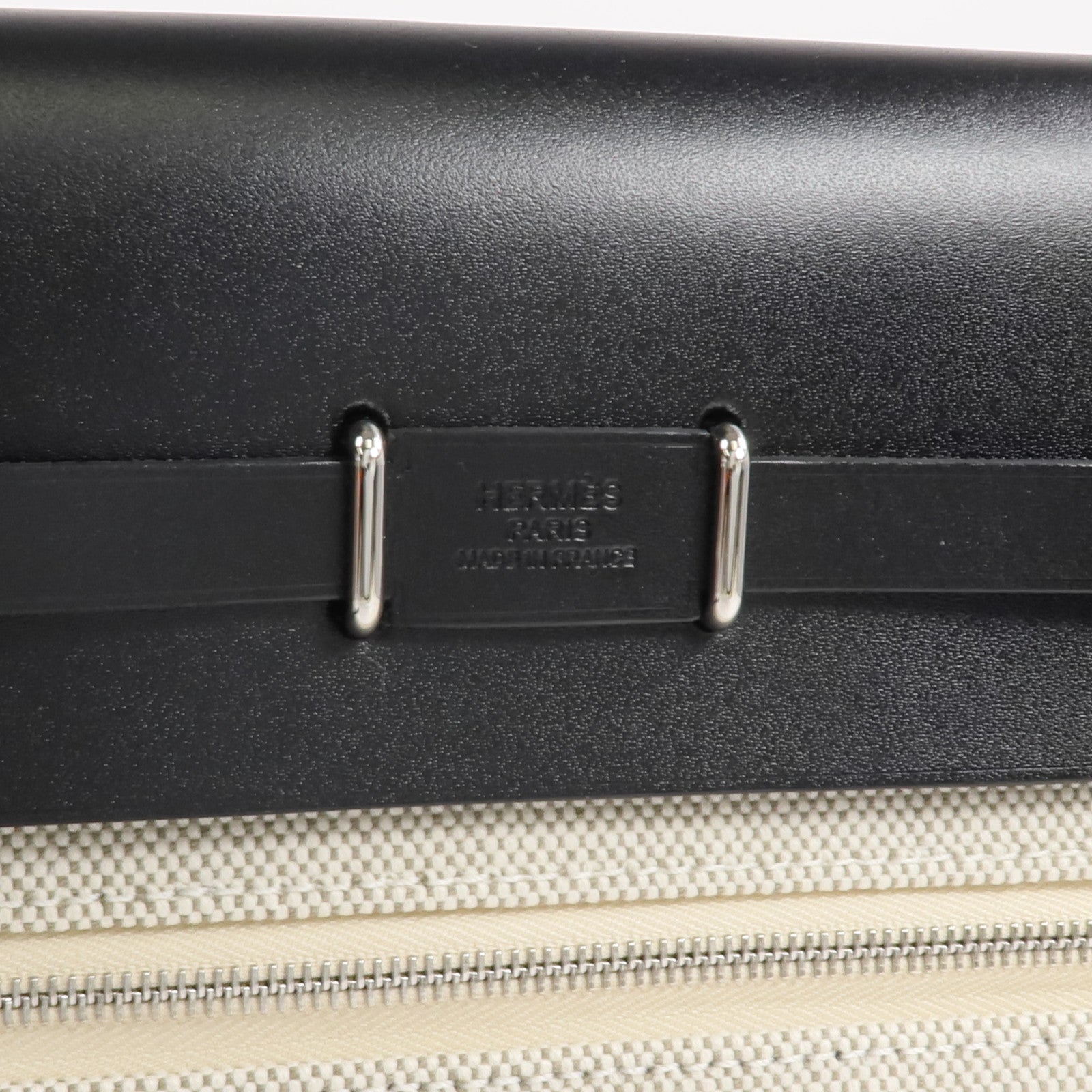 HERMES 【激減優惠】帆布/皮革Mini Herbag銀扣肩背袋Noir