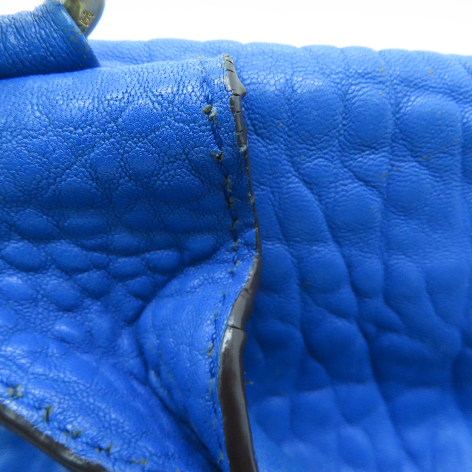 MCM Cowhide Leather 2way Shoulder Bag Gold Buckle Handle Shoulder Bag Blue