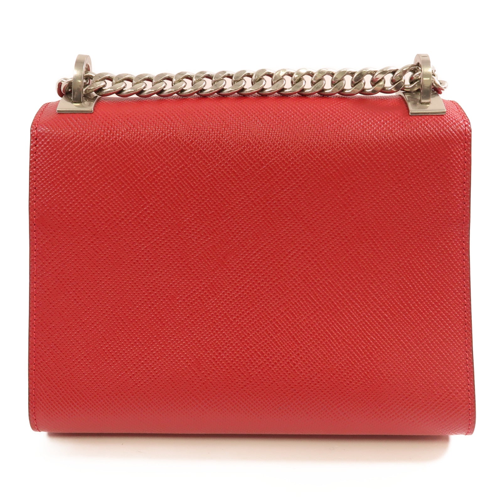 PRADA 牛皮皮革Chain Shoulder Bag銀扣鏈帶肩背袋