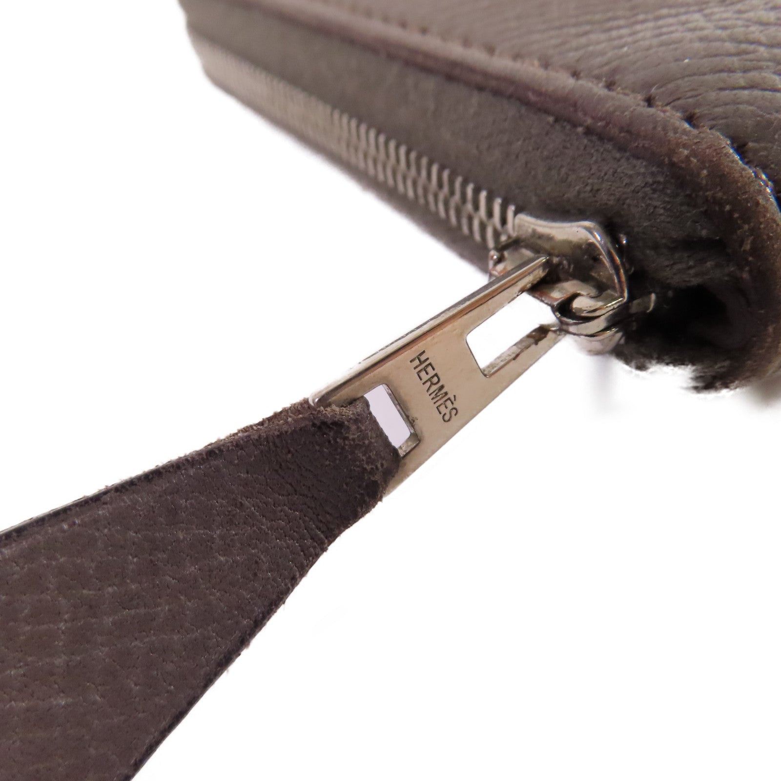 HERMES 【激減優惠】Epsom皮革Azap Classic Zipper Long Wallet銀扣拉鏈長錢包灰色