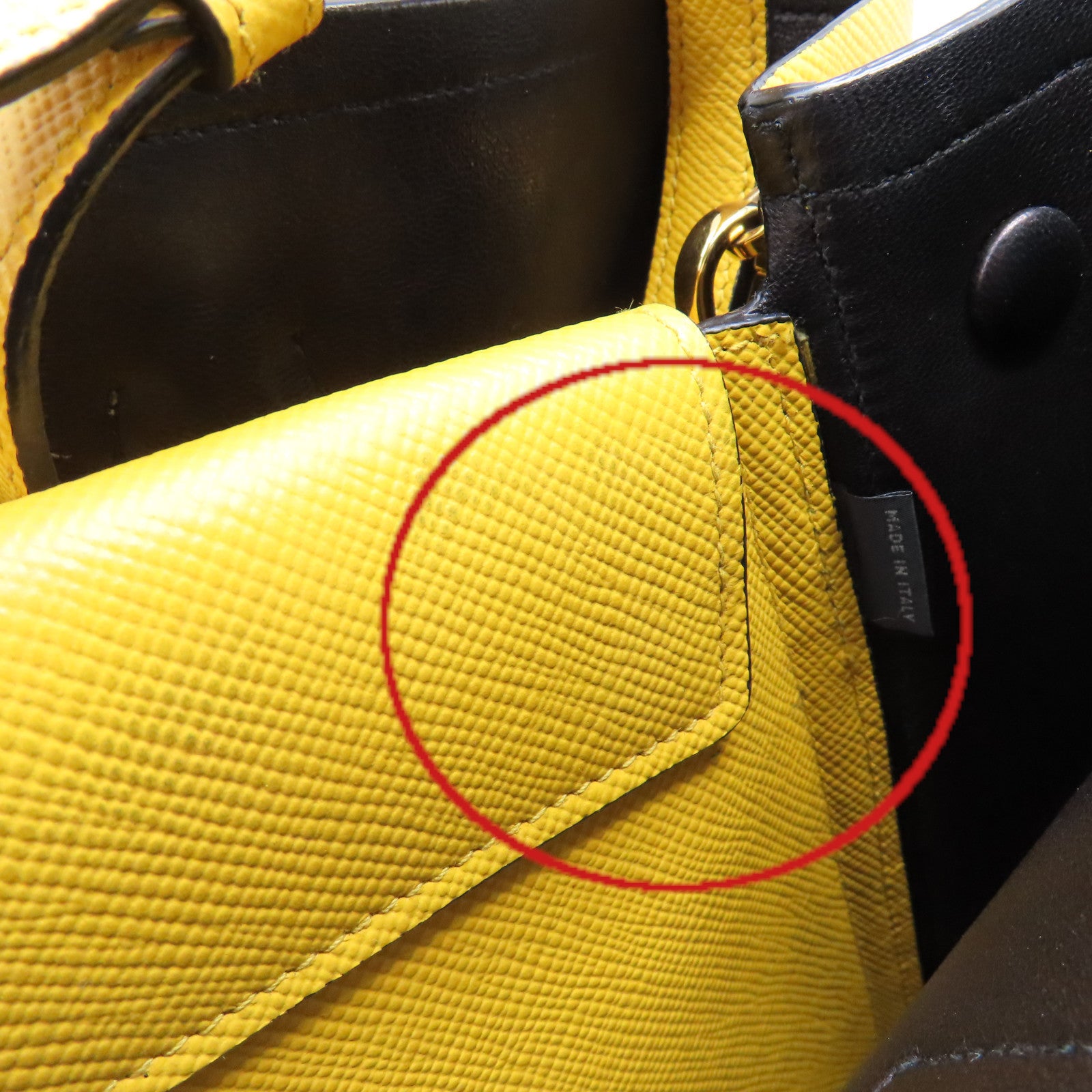 PRADA Saffiano皮革Cuir Double 2Way Shoulder Bag手挽肩背兩用袋黃色