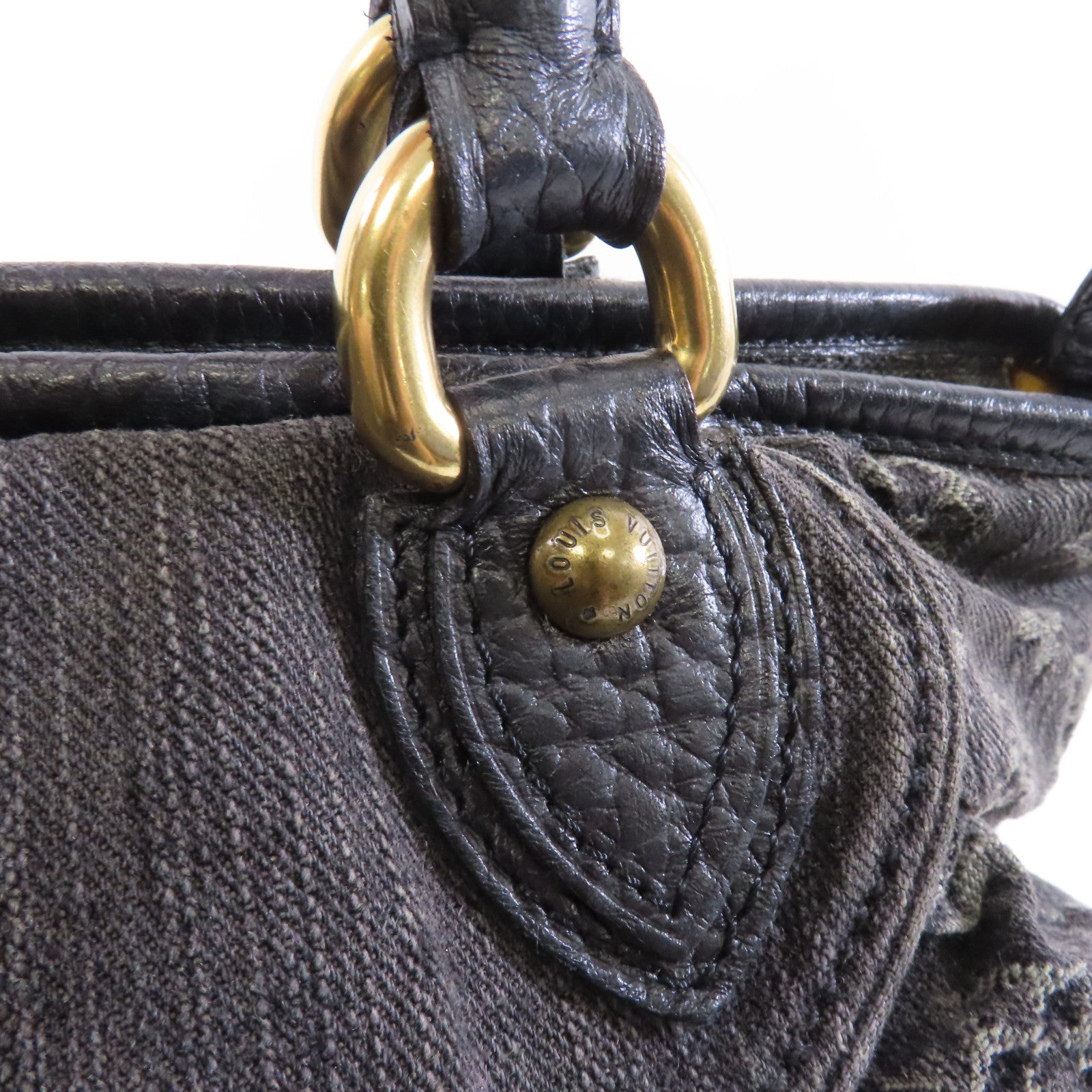 LOUIS VUITTON Monogram Denim Neo Cabby MM金扣手挽肩背兩用袋黑色