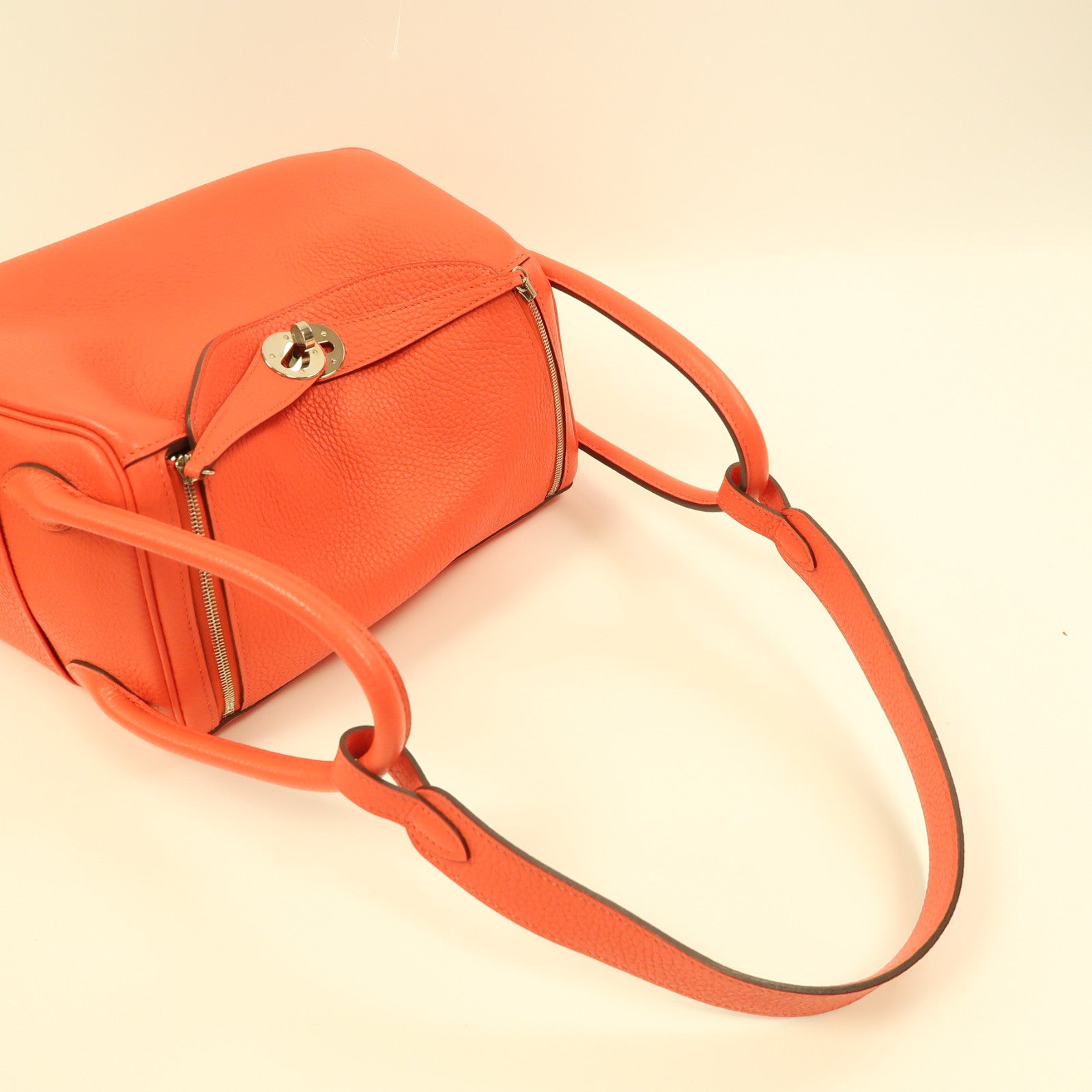 HERMES SHW Lindy 26 2 Way Shoulder Bag Handbag Clemence Leather Rouge Pivoine