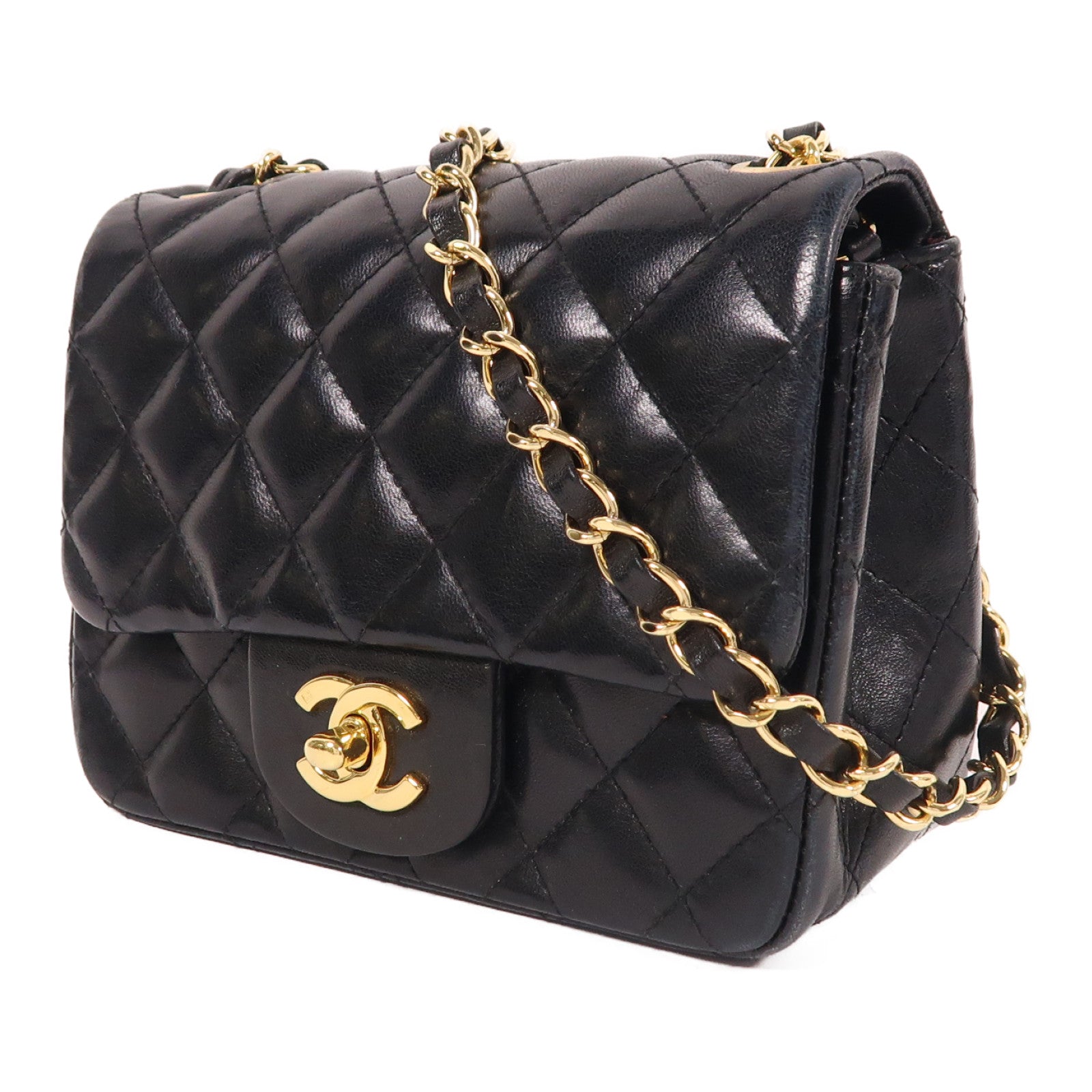 CHANEL 羊皮皮革Mini Classic 17金扣鏈帶肩背袋
