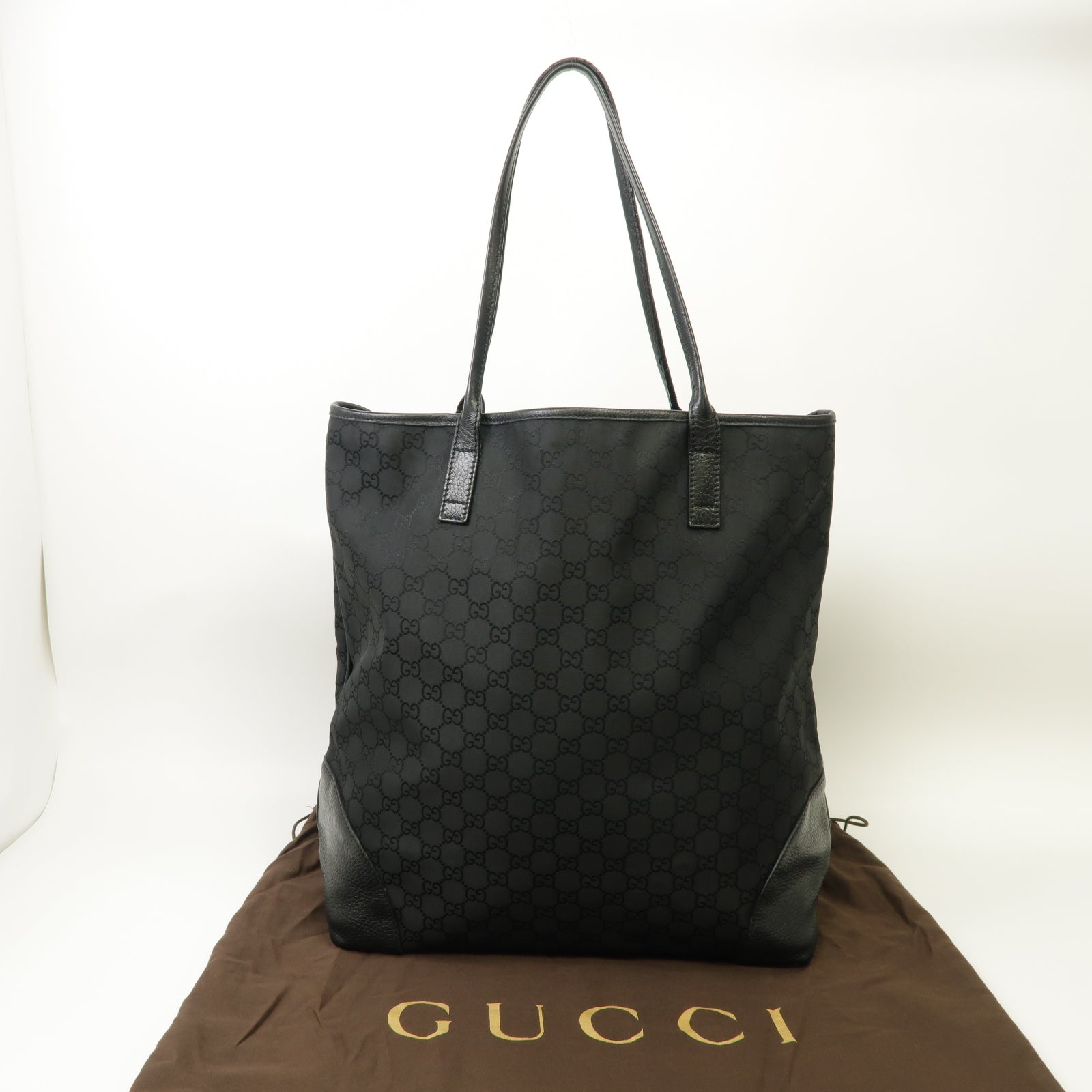 GUCCI 【激減優惠】帆布Stand Bag銀扣手挽袋黒色