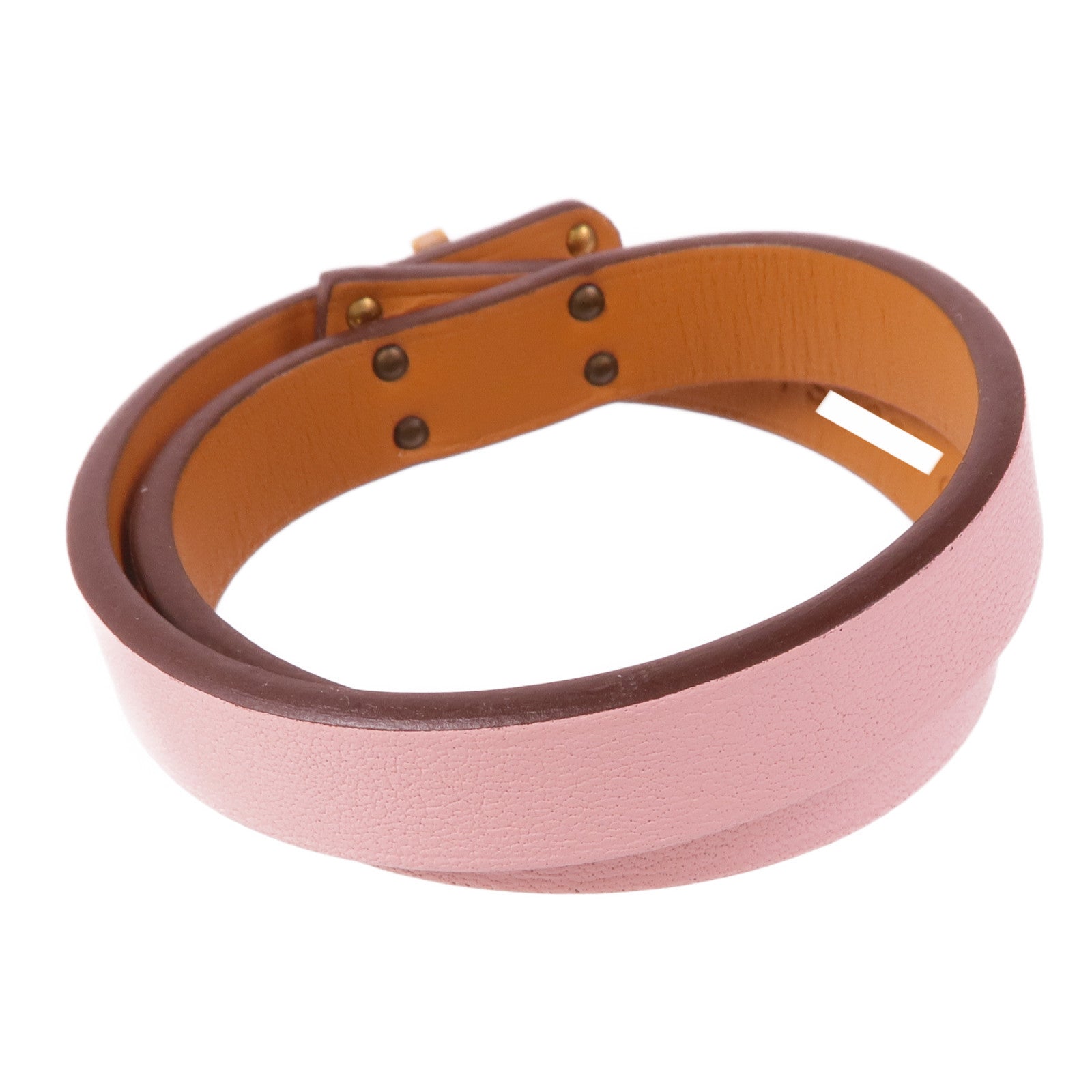 HERMES Swift皮革Mini Kelly Double Tour Bracelet金扣手帶Rose Sakura