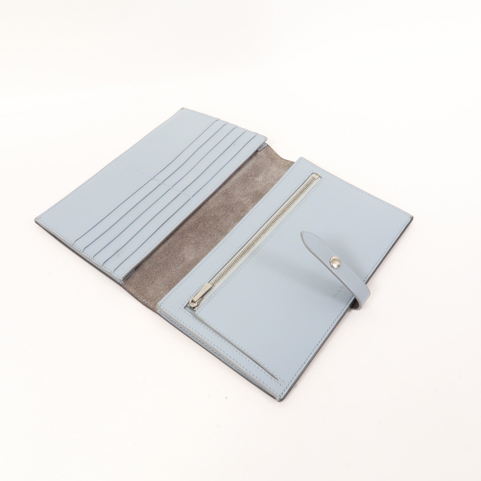 CELINE 【激減優惠】牛皮皮革Long Wallet銀扣長錢包灰色